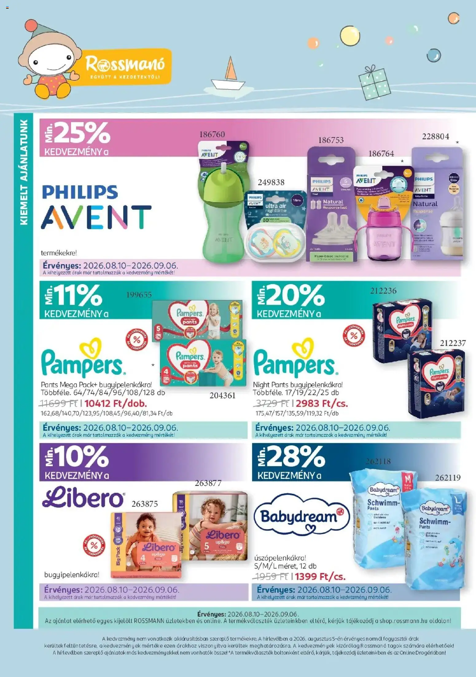 Rossmann akciós ujság - amely érvényes a következő dátumtól: 2026.08.10. | Oldal: 2 | Termékek: Pampers, Philips