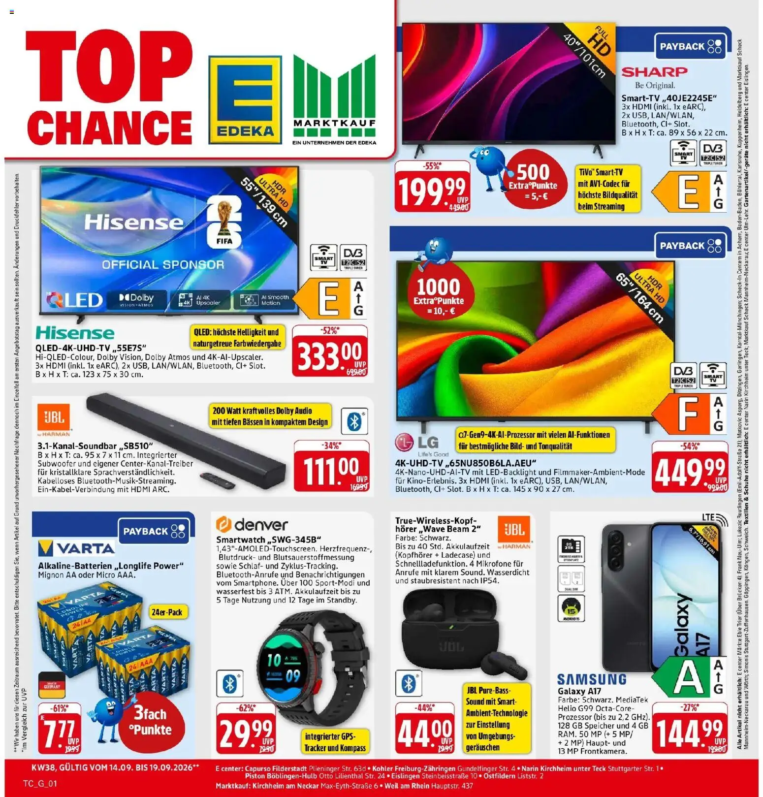 Marktkauf Prospekt Kirchheim (ab 14.09.2026) » Angebote online | Seite: 33 | Produkte: Hisense, Samsung, Audio, Kopfhörer