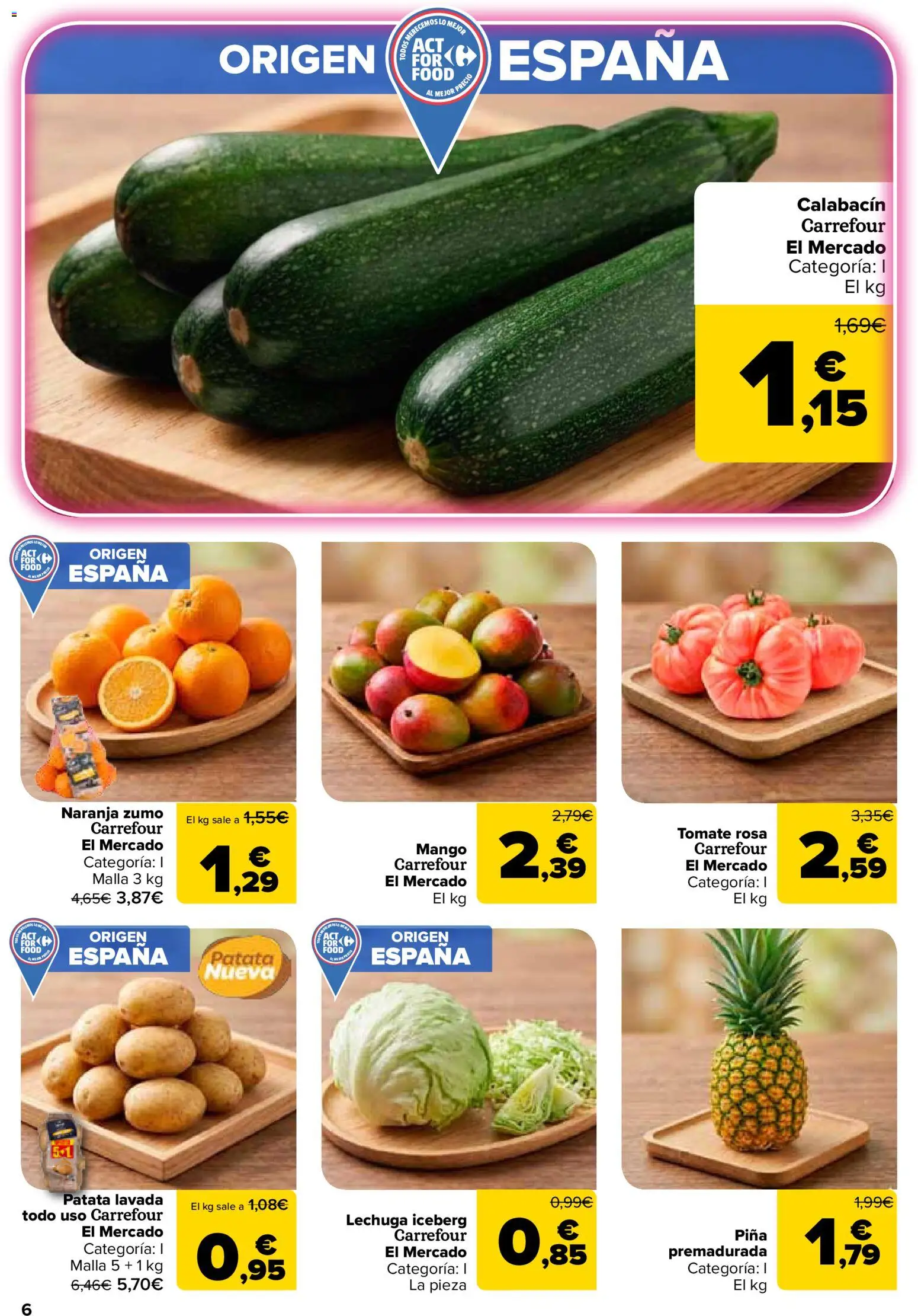 Carrefour folleto │ válido desde el 14/07/2026 | Página: 6 | Productos: Calabacín, Lechuga iceberg, Tomate, Mango