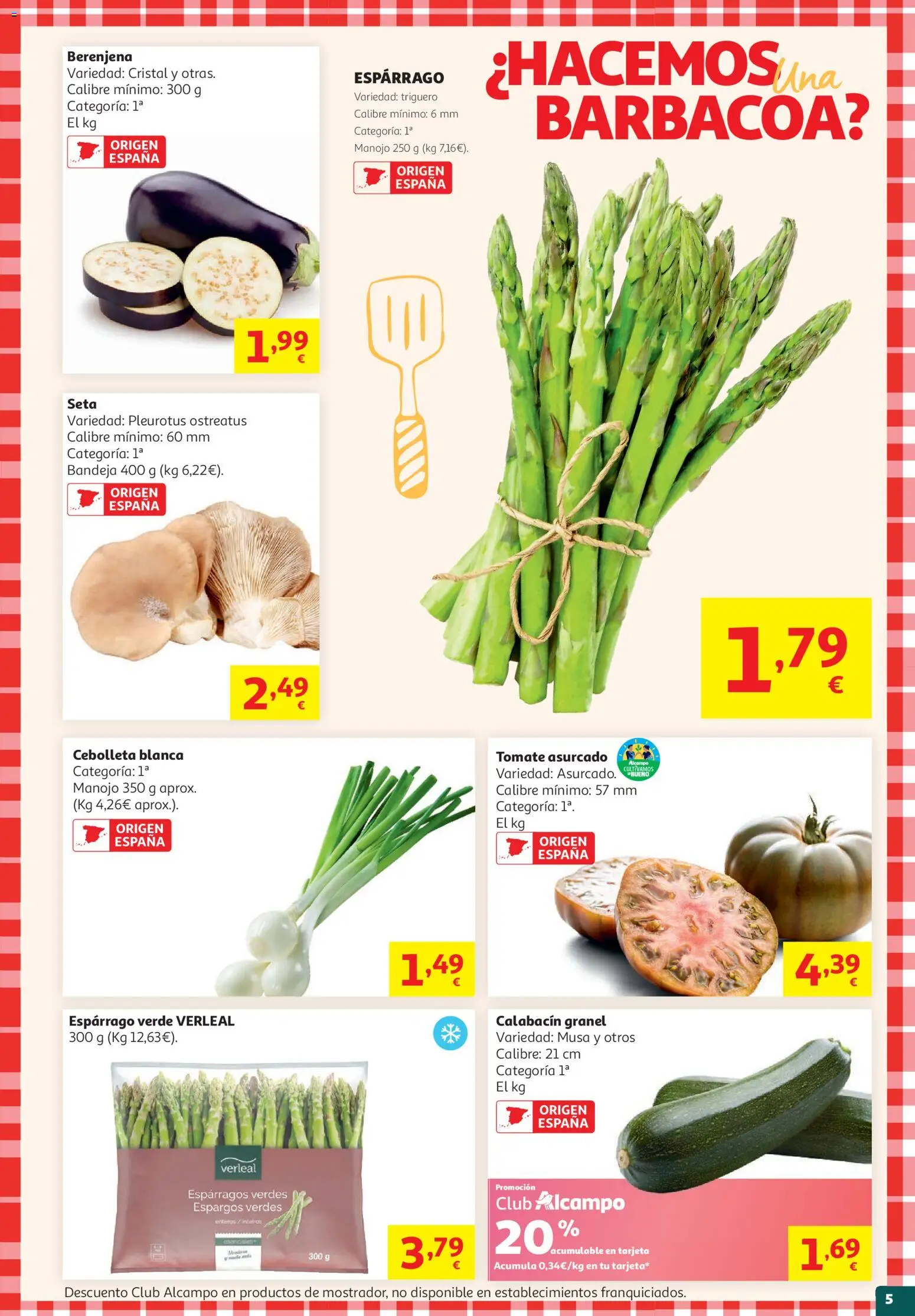 Alcampo HP Nacional │ válido desde el 19.05.2026 | Página: 5 | Productos: Calabacín, Νερό καρύδας, Barbacoa, Bandeja