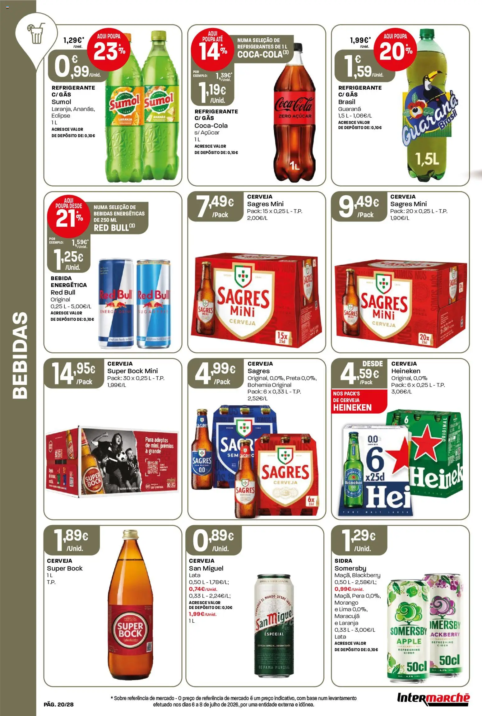 Intermarché Folheto Contact │ válido de 13/08/2026 | Página: 20 | Produtos: Refrigerante, Cerveja, Açúcar, Bebida energética