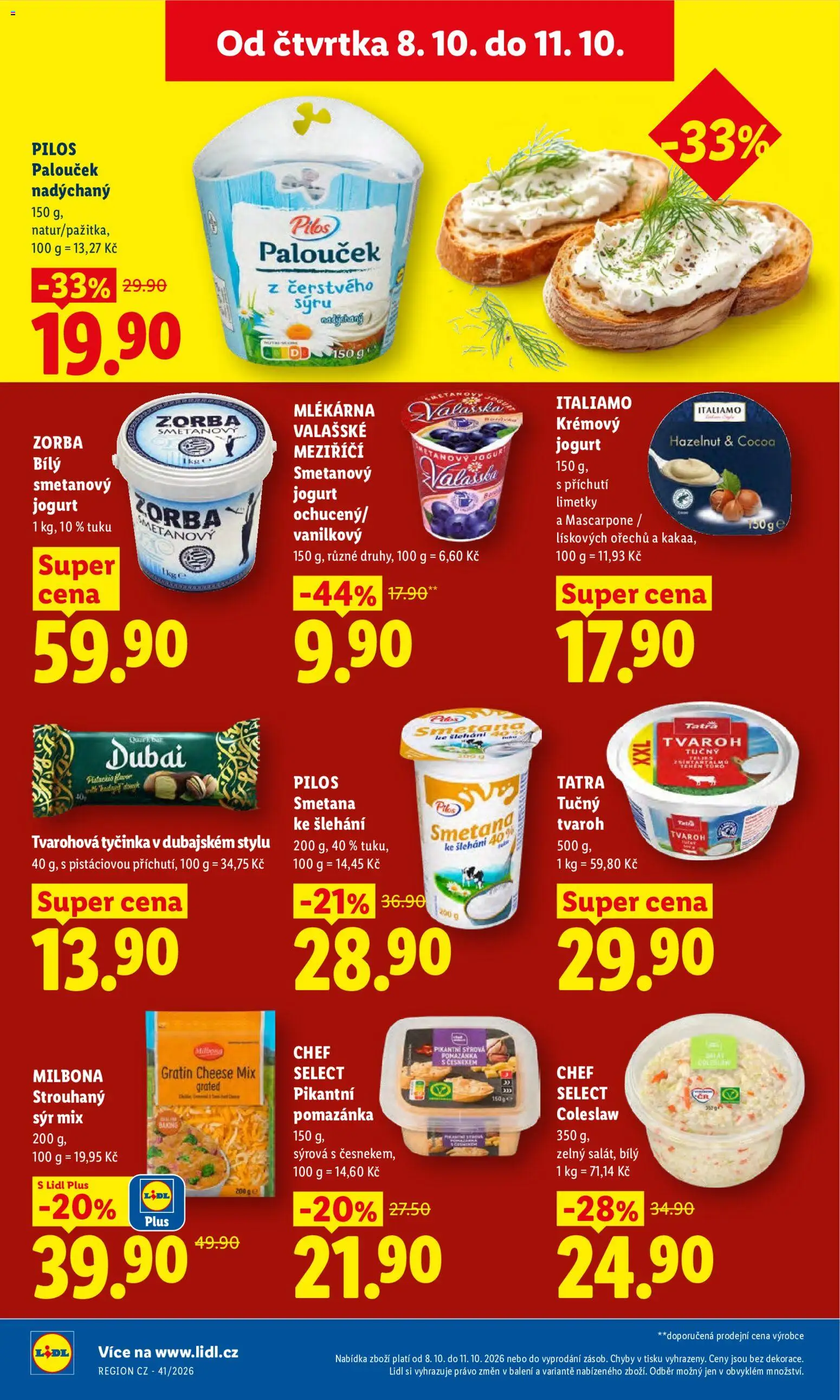 Lidl leták od 08.10.2026 | Strana: 26 | Produkty: Cream cheese, Smetana ke šlehání, Tvarohová tyčinka, Mascarpone