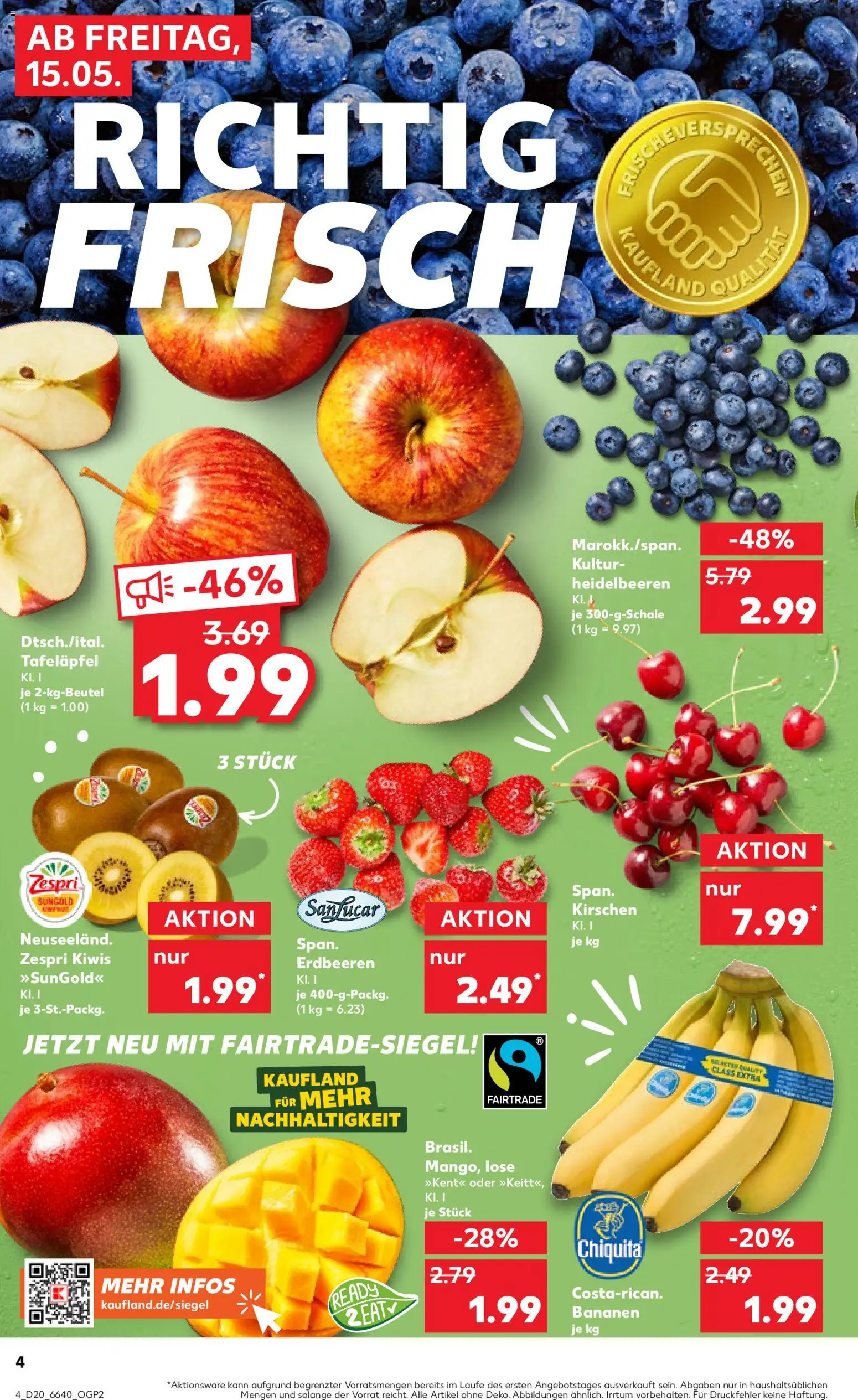 Kaufland Prospekt Stuttgart	 – gültig ab 15.05.2026 | Seite: 4 | Produkte: Bananen, Heidelbeeren, Mango, Erdbeeren