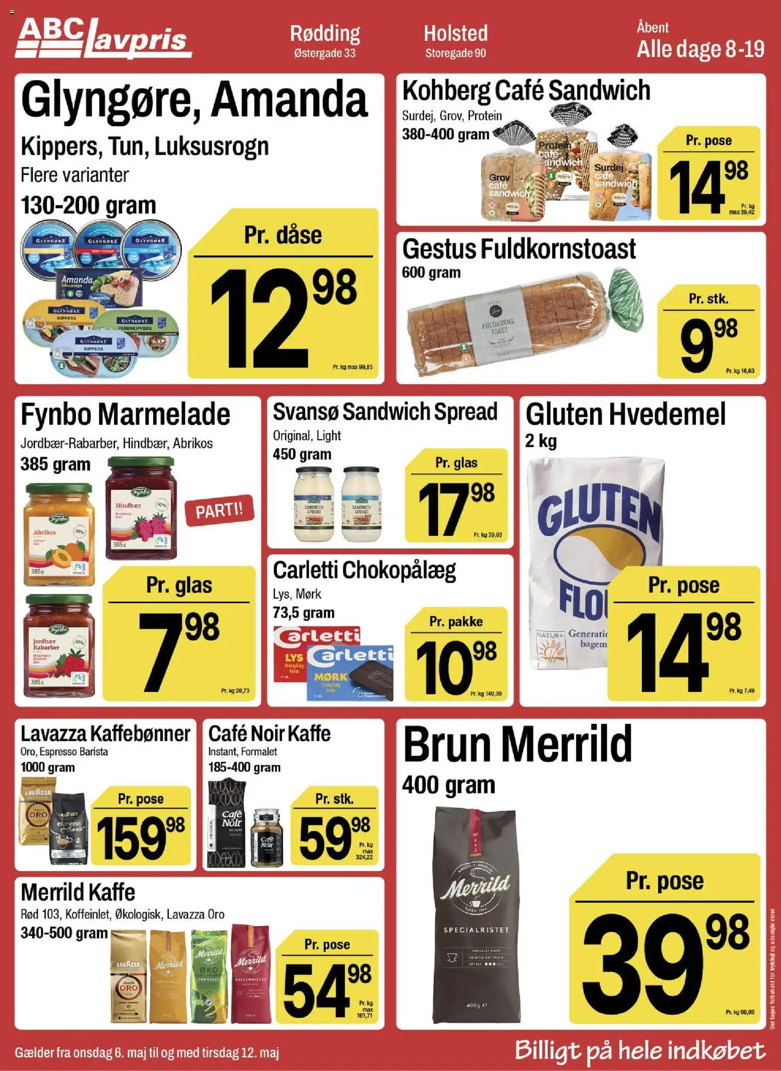 Abc Lavpris tilbudsavis – gyldig fra 06.05.2026 | Side: 8 | Produkter: Jordbær, Kippers, Hvedemel, Marmelade