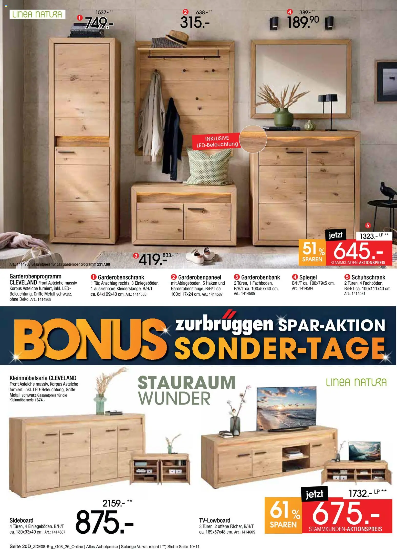 Zurbrüggen Bonus sonder-tage – gültig ab 31.07.2026 | Seite: 36 | Produkte: Sideboard, Spiegel, Garderobenschrank