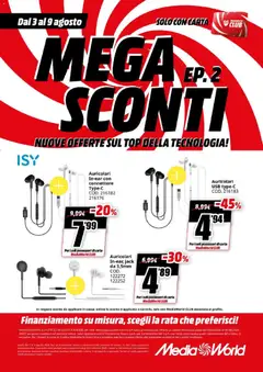 Anteprima del volantino Media World volantino valido a partire dal 03/08/2026 | Pagina: 13 | Prodotti: Auricolari, Top, Connettore, USB