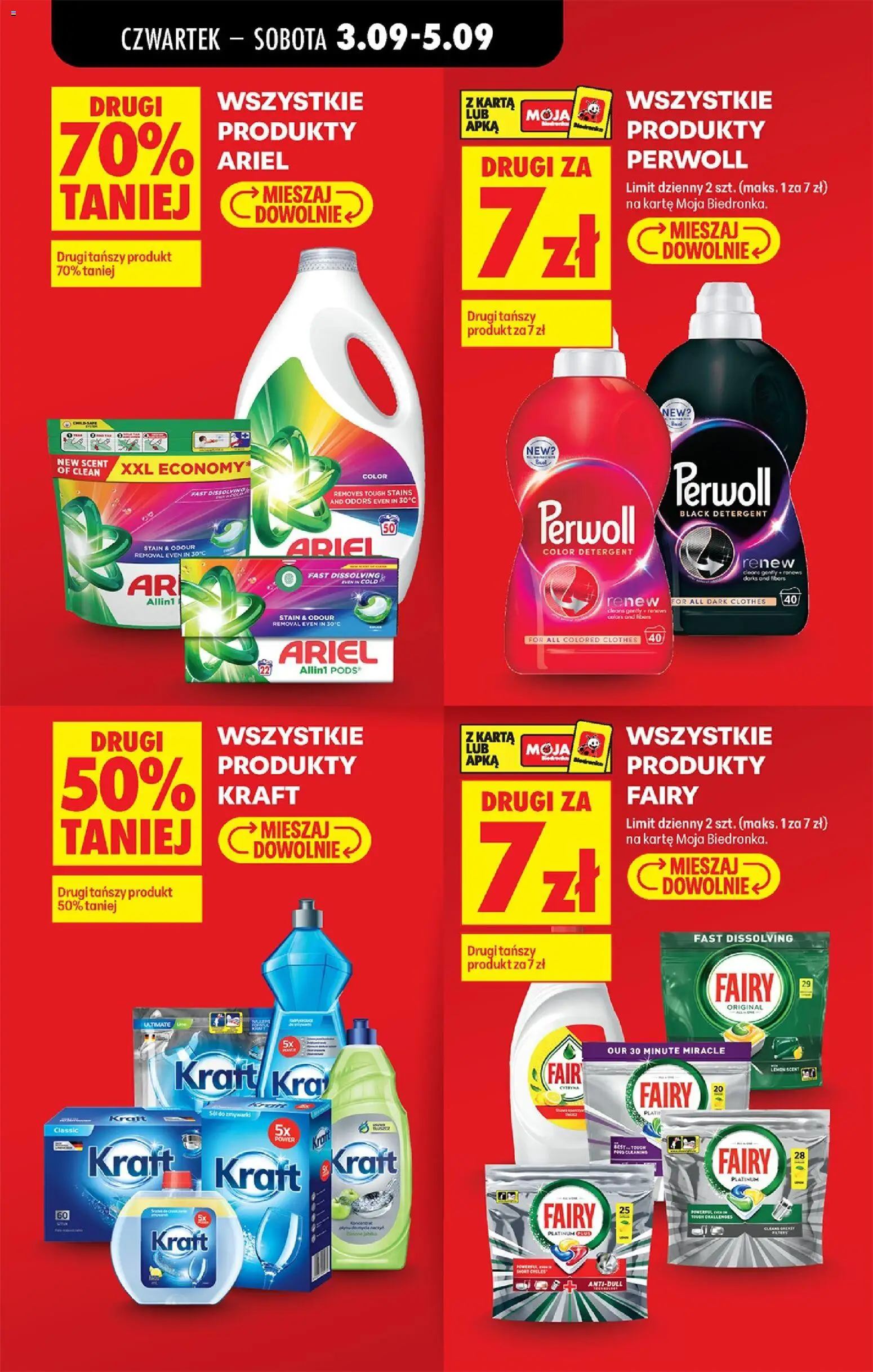 Biedronka gazetka od czwartku od 03.09.2026 | Strona: 19 | Produkty: Karta, Perwoll, Ariel, Detergent