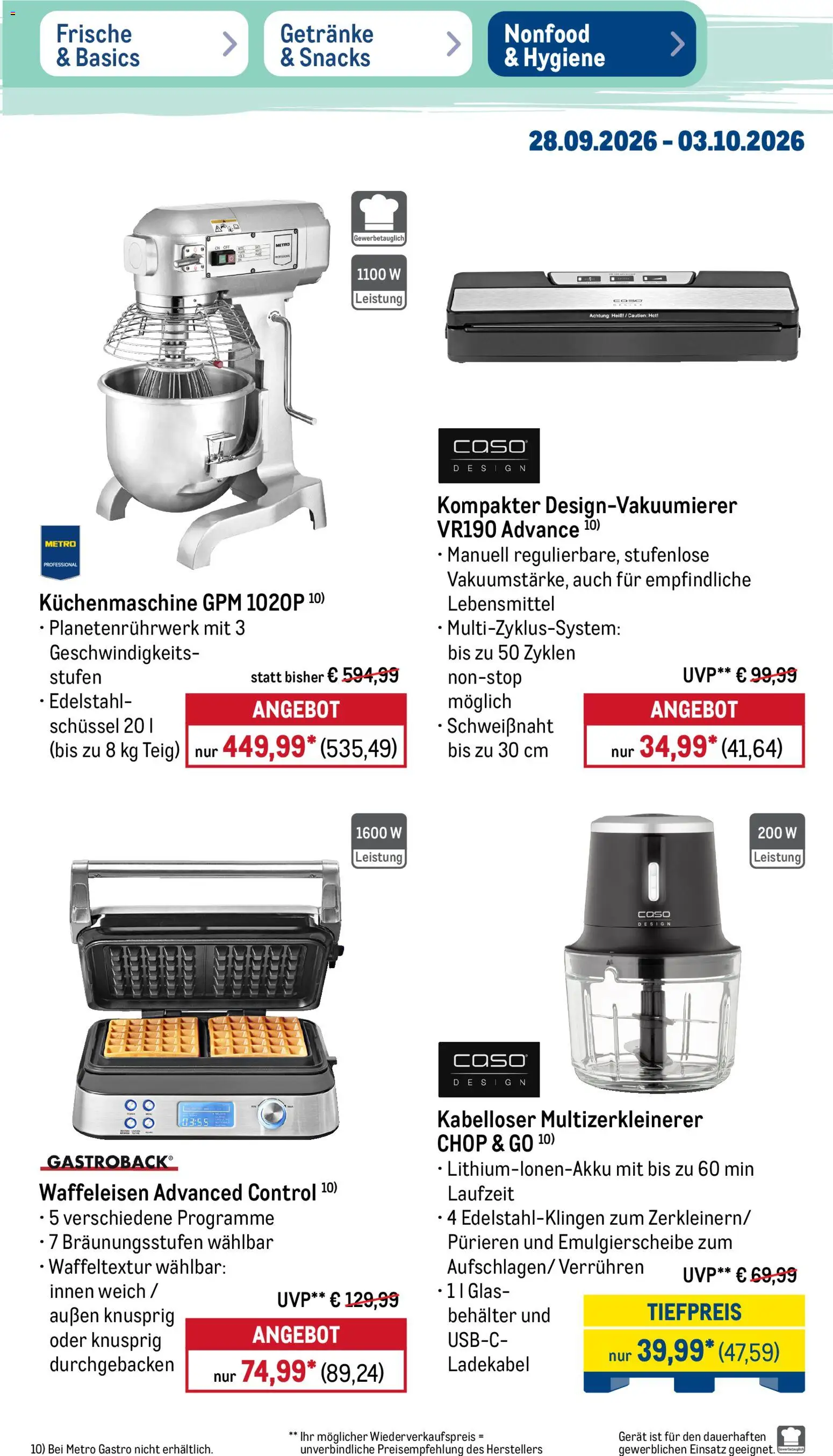 Metro NonFood-Angebote – gültig ab 28.09.2026 | Seite: 5 | Produkte: Ladekabel, Waffeleisen