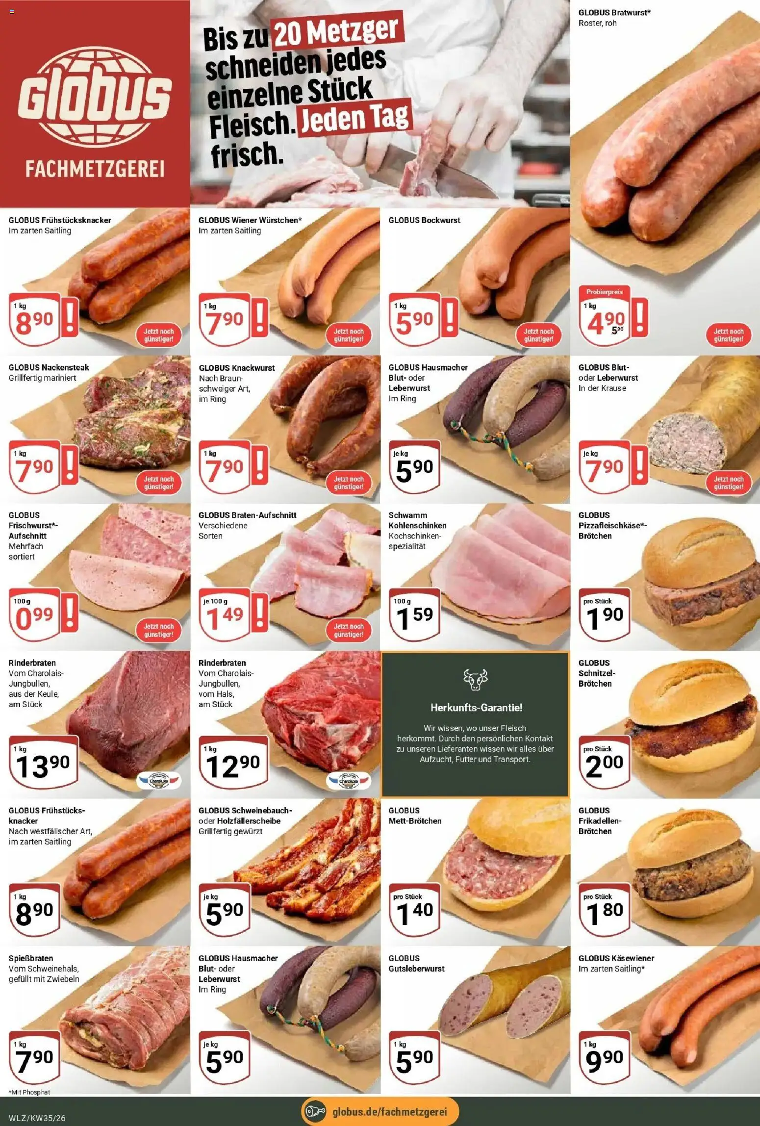 Globus Prospekt Weischlitz (ab 24.08.2026) » Angebote online | Seite: 10 | Produkte: Rinderbraten, Bockwurst, Schweinebauch, Zwiebeln