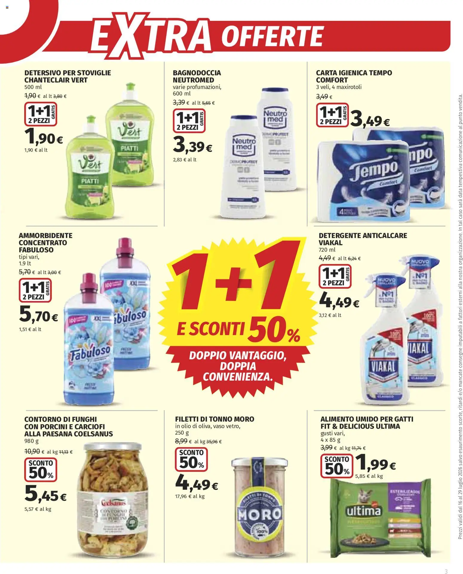 Volantino Ipercoop del 16/07/2026 | Pagina: 3 | Prodotti: Carta igienica, Ammorbidente, Anticalcare, Olio