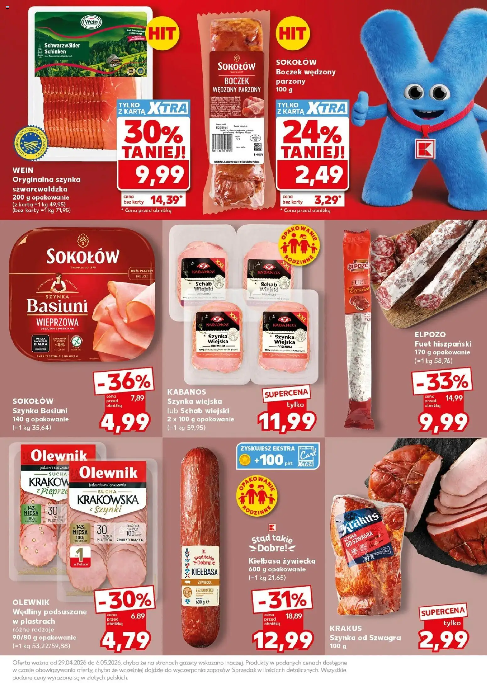 Kaufland gazetka - Mocny start od 04.05.2026 | Strona: 23 | Produkty: Kiełbasa, Boczek wędzony parzony, Szynka, Boczek
