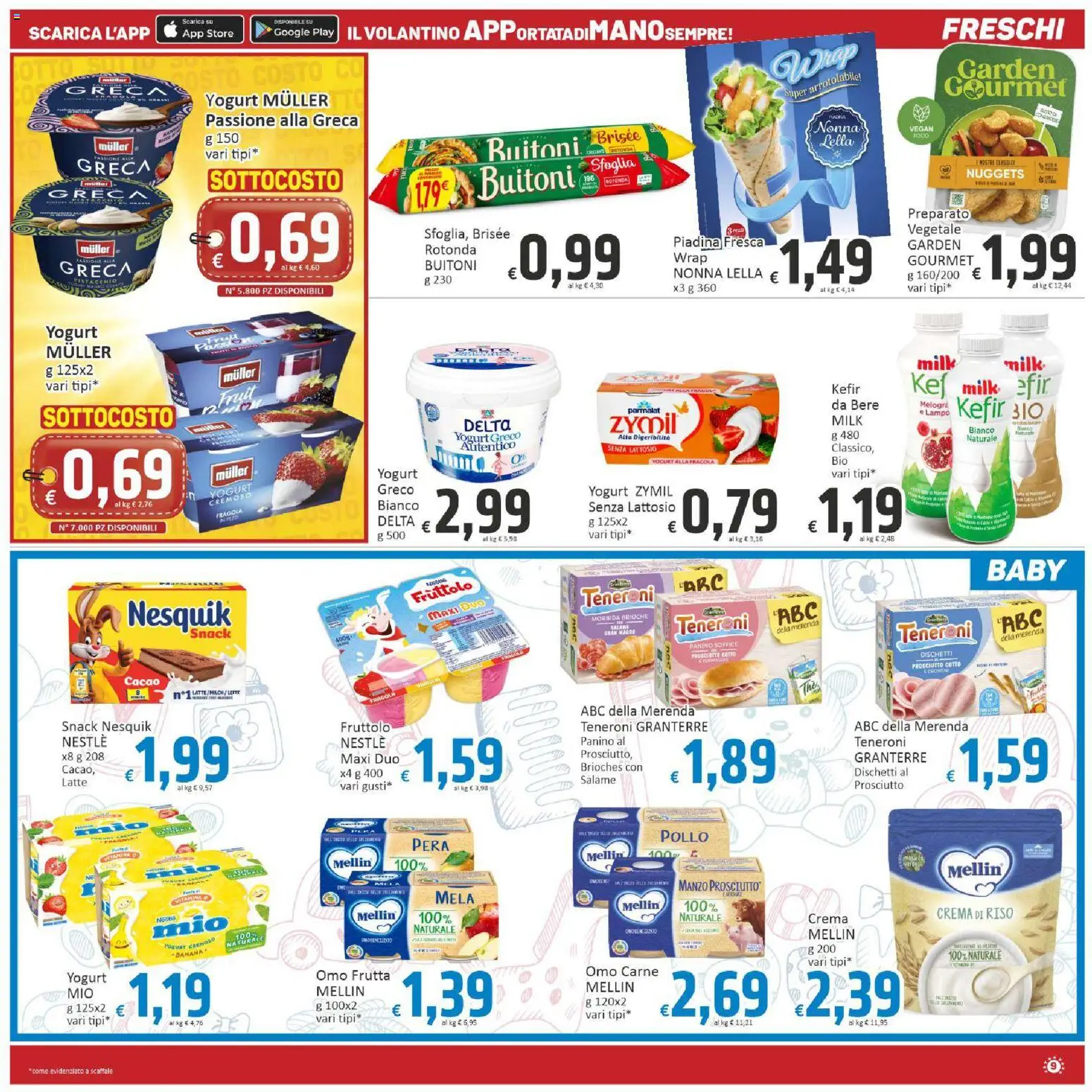 Volantino Paghi Poco del 11/09/2026 | Pagina: 9 | Prodotti: Kefir, Latte, Cacao, Senza lattosio