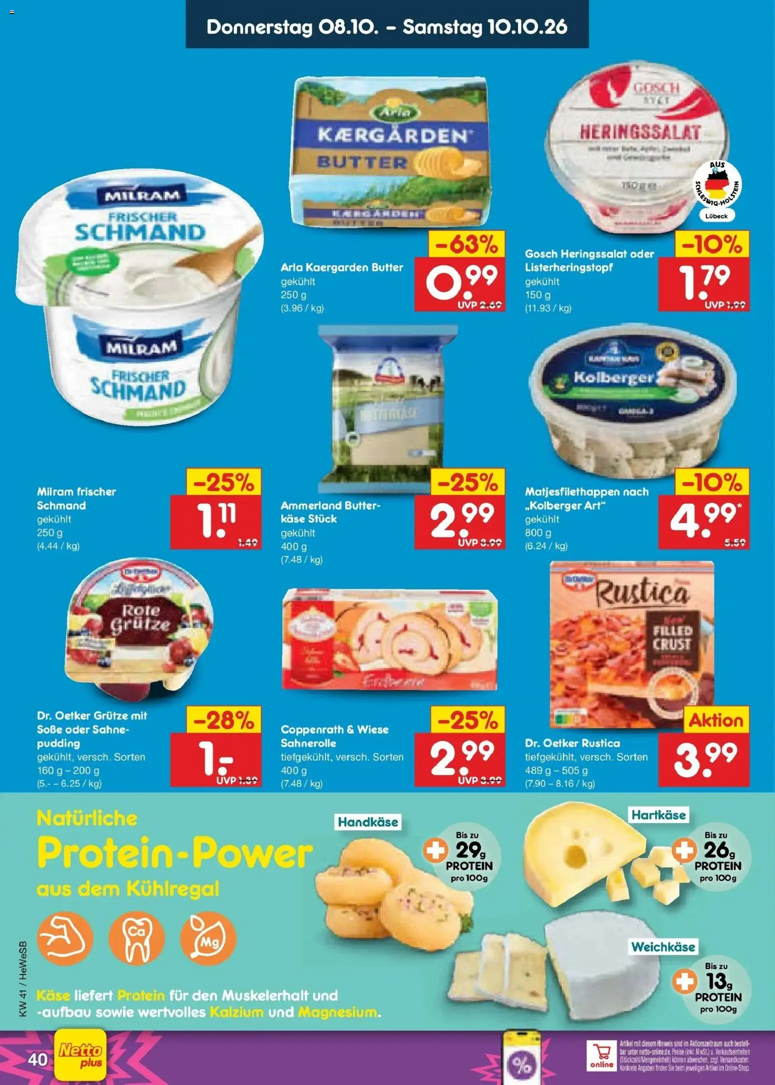 Netto Marken-Discount Prospekt Hamburg (ab 05.10.2026) » Angebote | Seite: 52 | Produkte: Käse, Pudding, Soße, Sahne
