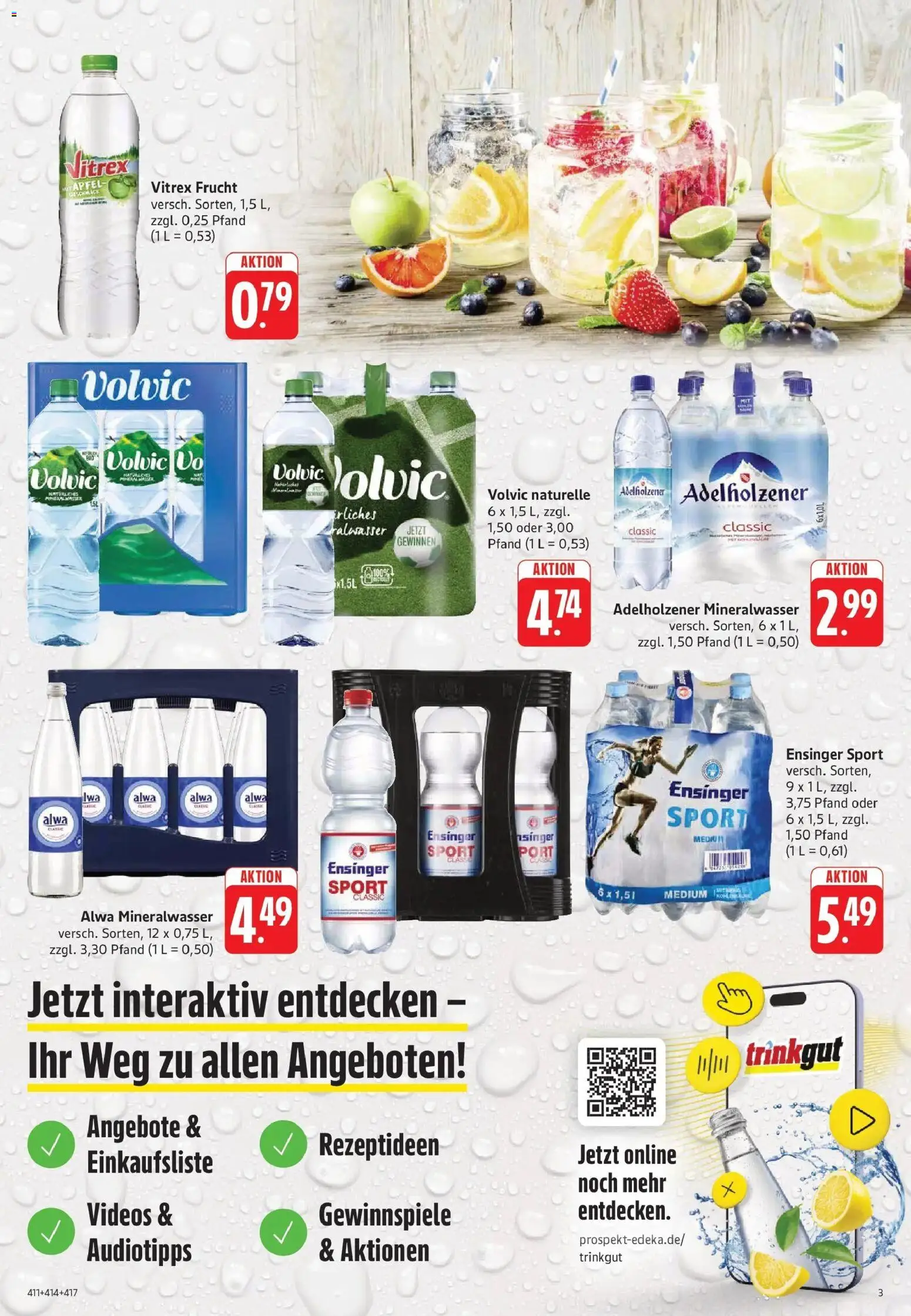 Trinkgut Prospekt Karlsbad - Langensteinbach – gültig ab 06.07.2026 | Seite: 3 | Produkte: Adelholzener, Äpfel, Mineralwasser, Volvic