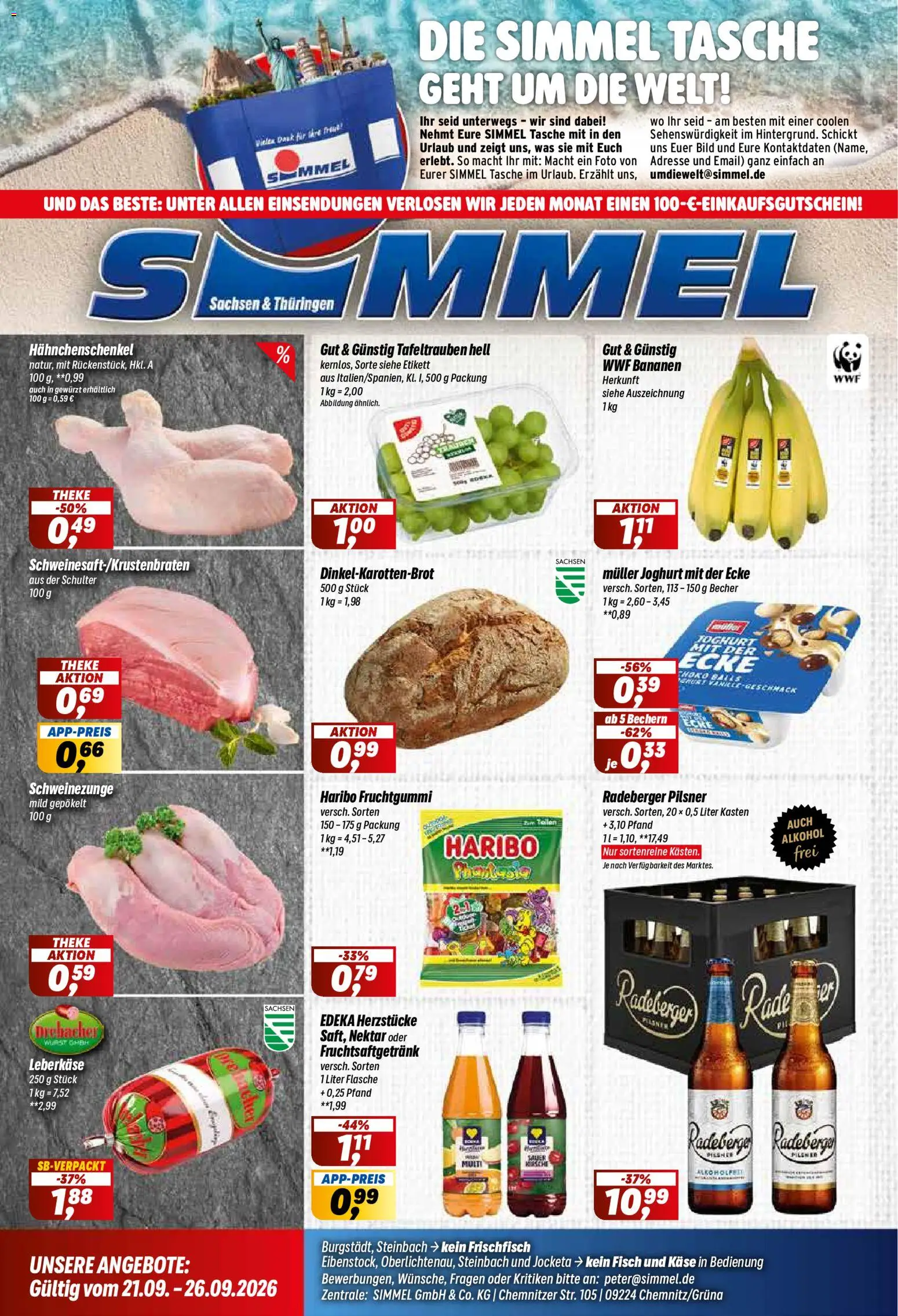 Simmel Prospekt – gültig ab 21.09.2026 | Seite: 1 | Produkte: Haribo, Fisch, Alkohol, Radeberger pilsner