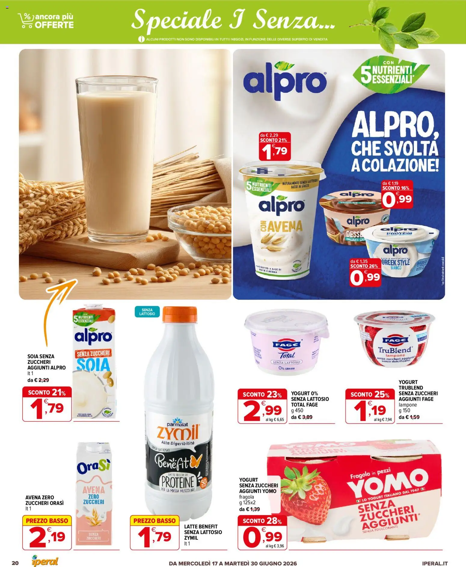 Volantino Iperal del 17.06.2026 | Pagina: 20 | Prodotti: Yogurt, Latte, Lampone