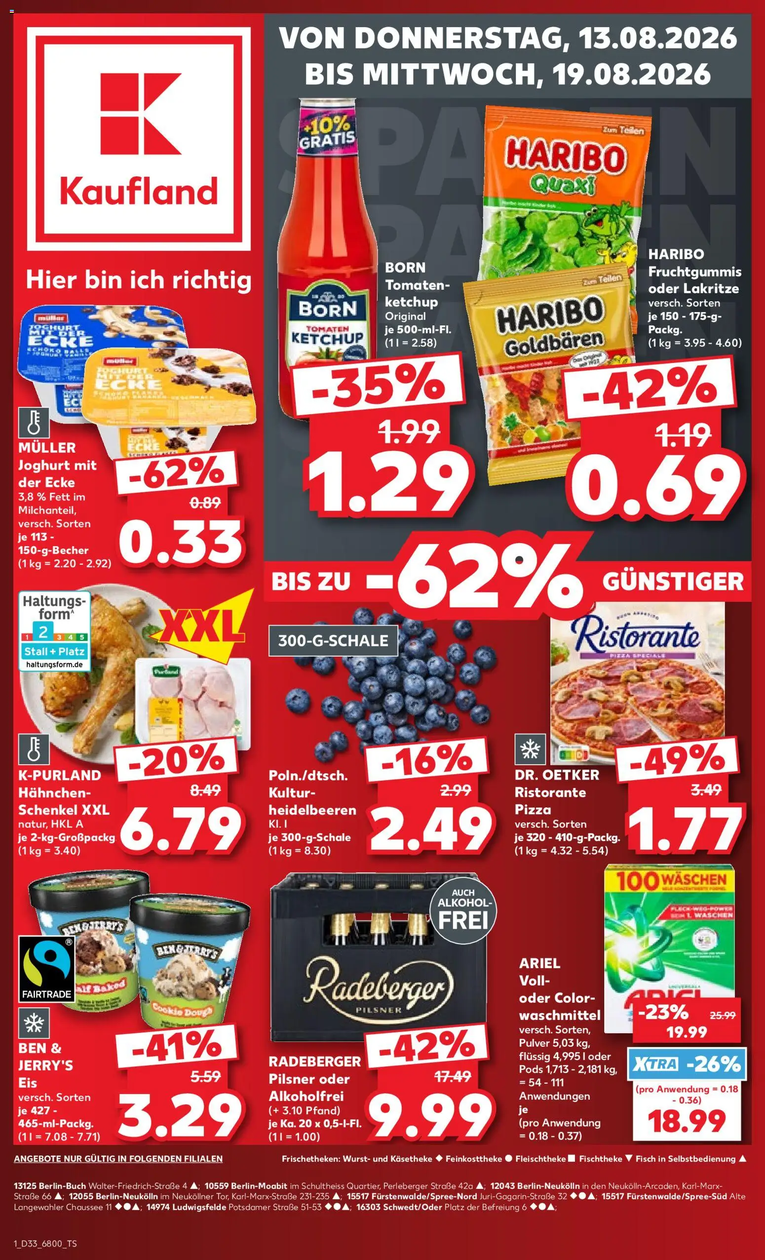 Kaufland Prospekt Berlin – gültig ab 13.08.2026 | Seite: 1 | Produkte: Ristorante, Hahnchen, Heidelbeeren, Fisch