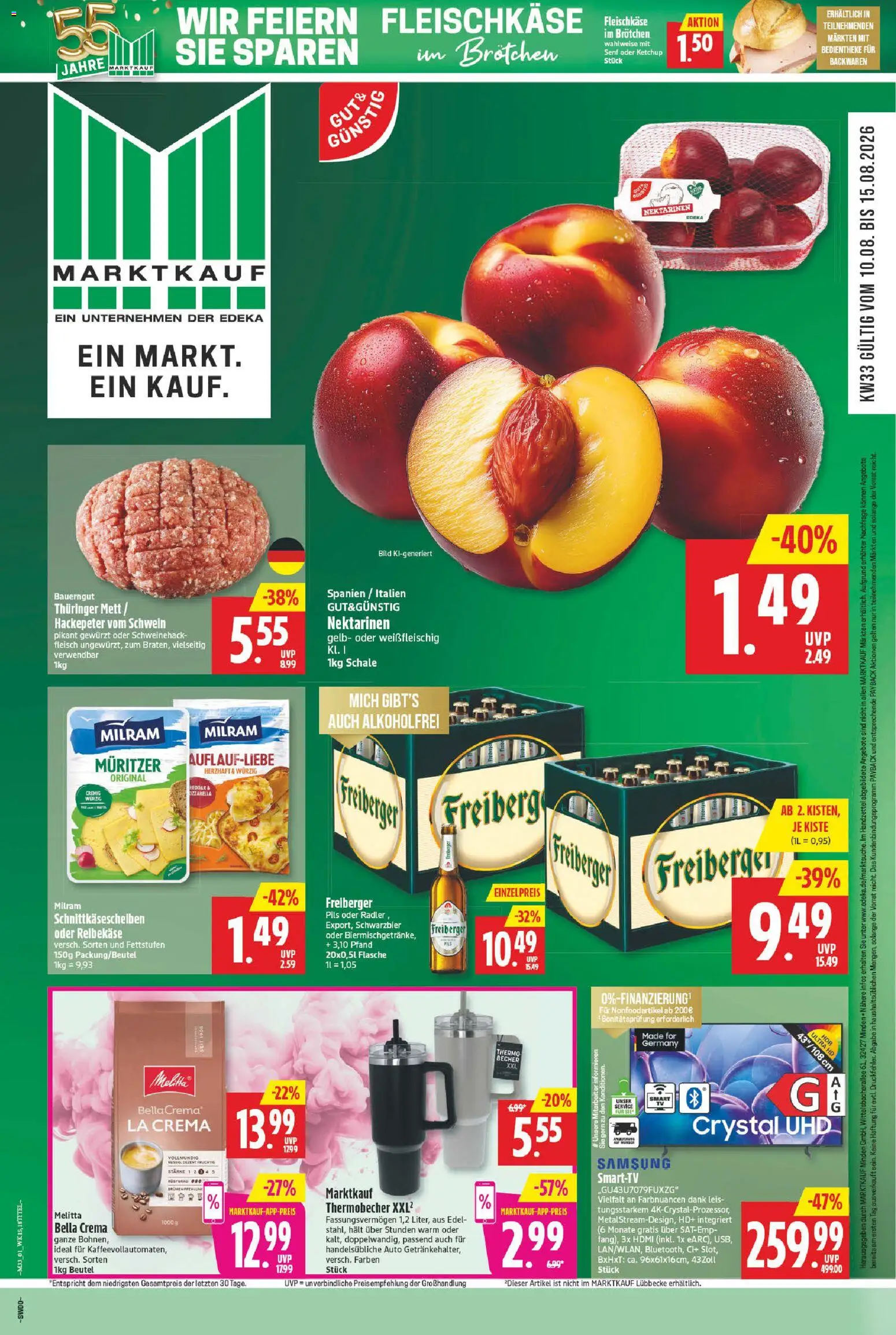 Marktkauf Prospekt – gültig ab 10.08.2026 | Seite: 1 | Produkte: Melitta, Samsung, Radler, Ketchup