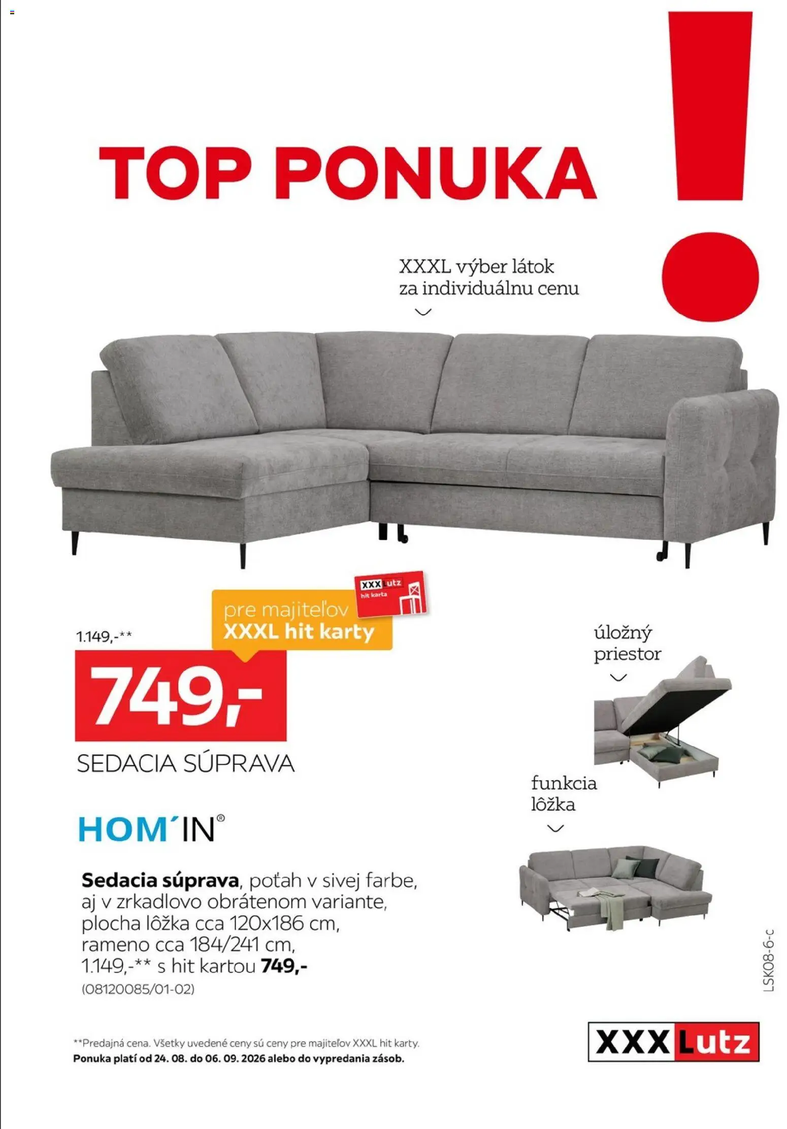Nové XXXLutz akcie – leták je platný od 24.08.2026 | Strana: 5 | Produkty: Sedacia súprava