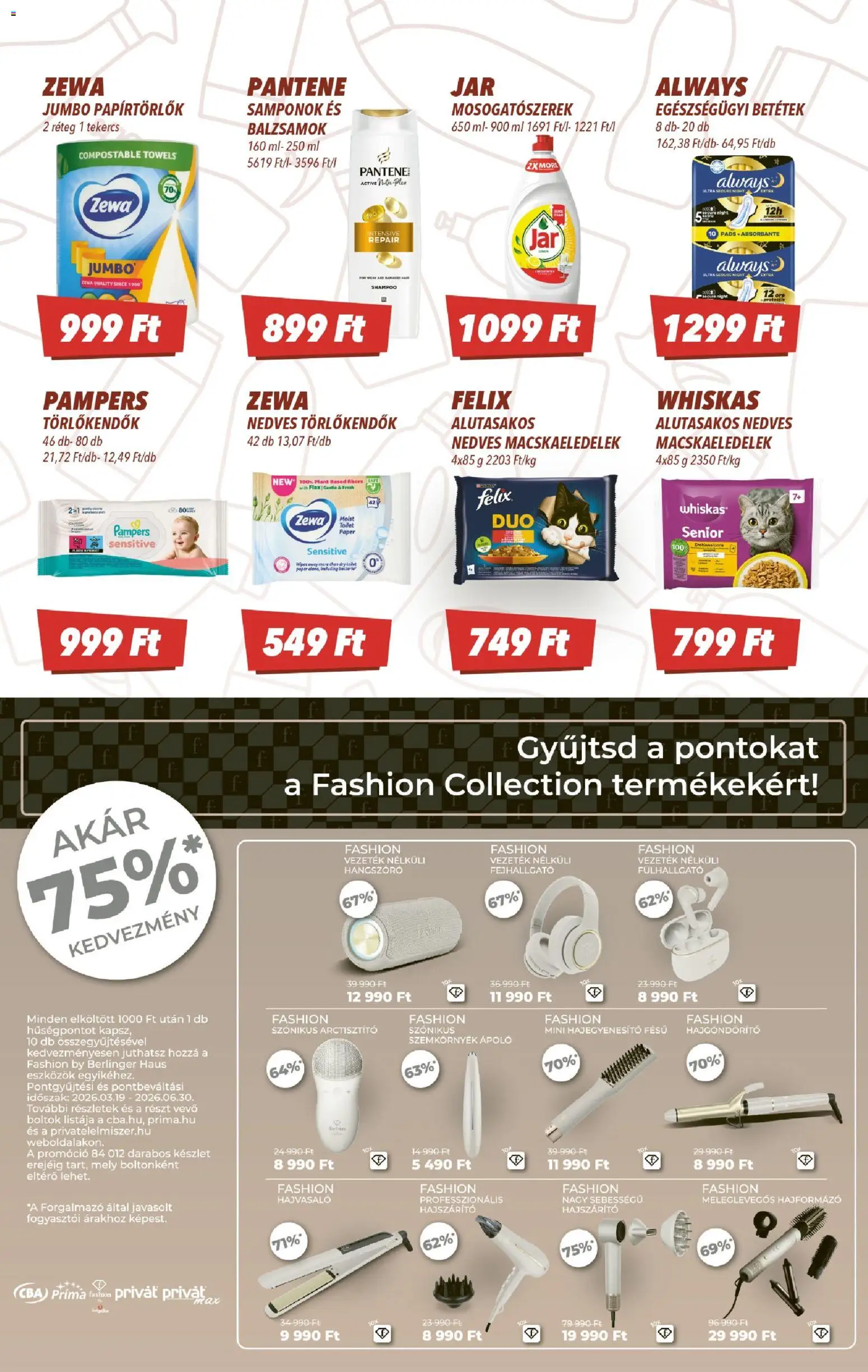 CBA akciós ujság - amely érvényes a következő dátumtól: 11.06.2026 | Oldal: 7 | Termékek: Pampers, Fülhallgató, Hajformázó, Hajszárító