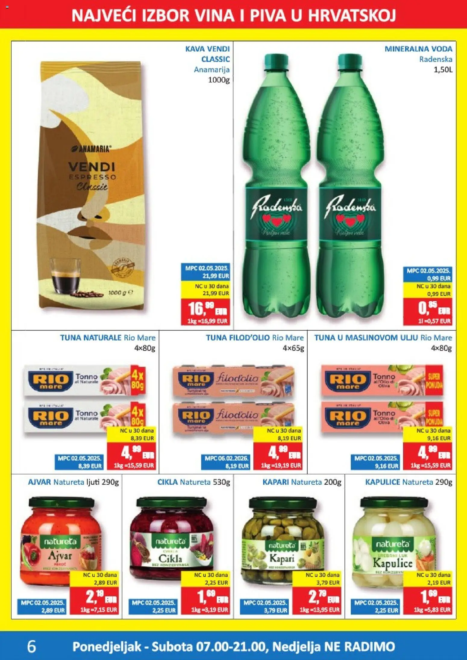Vrutak katalog | vrijedi od 08.06.2026 | Stranica: 6 | Proizvodi: Rio Mare, Radenska, Luk, Tuna