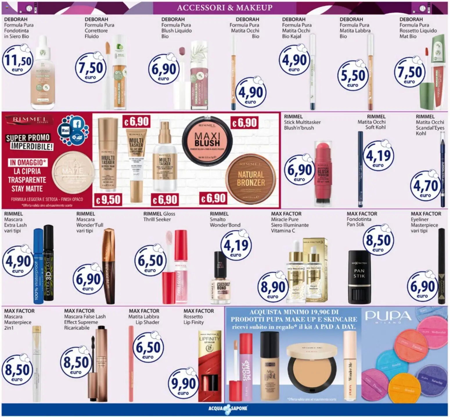 Volantino Acqua e Sapone del 01.06.2026 | Pagina: 4 | Prodotti: Illuminante, Sapone, Correttore, Cipria