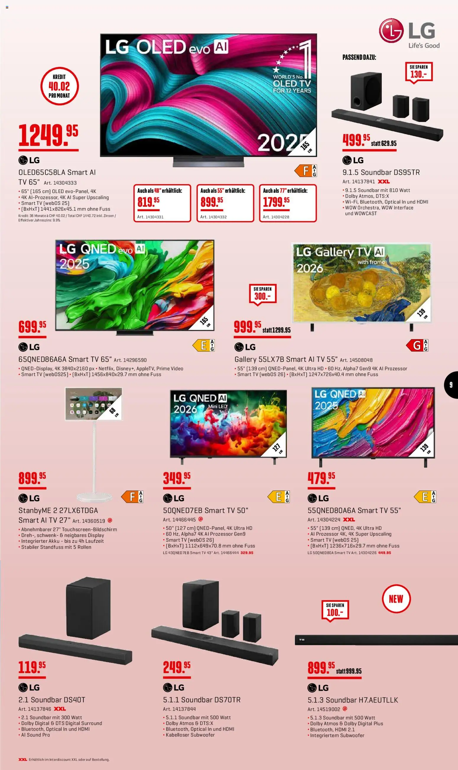 Interdiscount aktionen Angebote – gültig ab 07.09.2026 | Seite: 9 | Produkte: Soundbar, TV, Video, LG