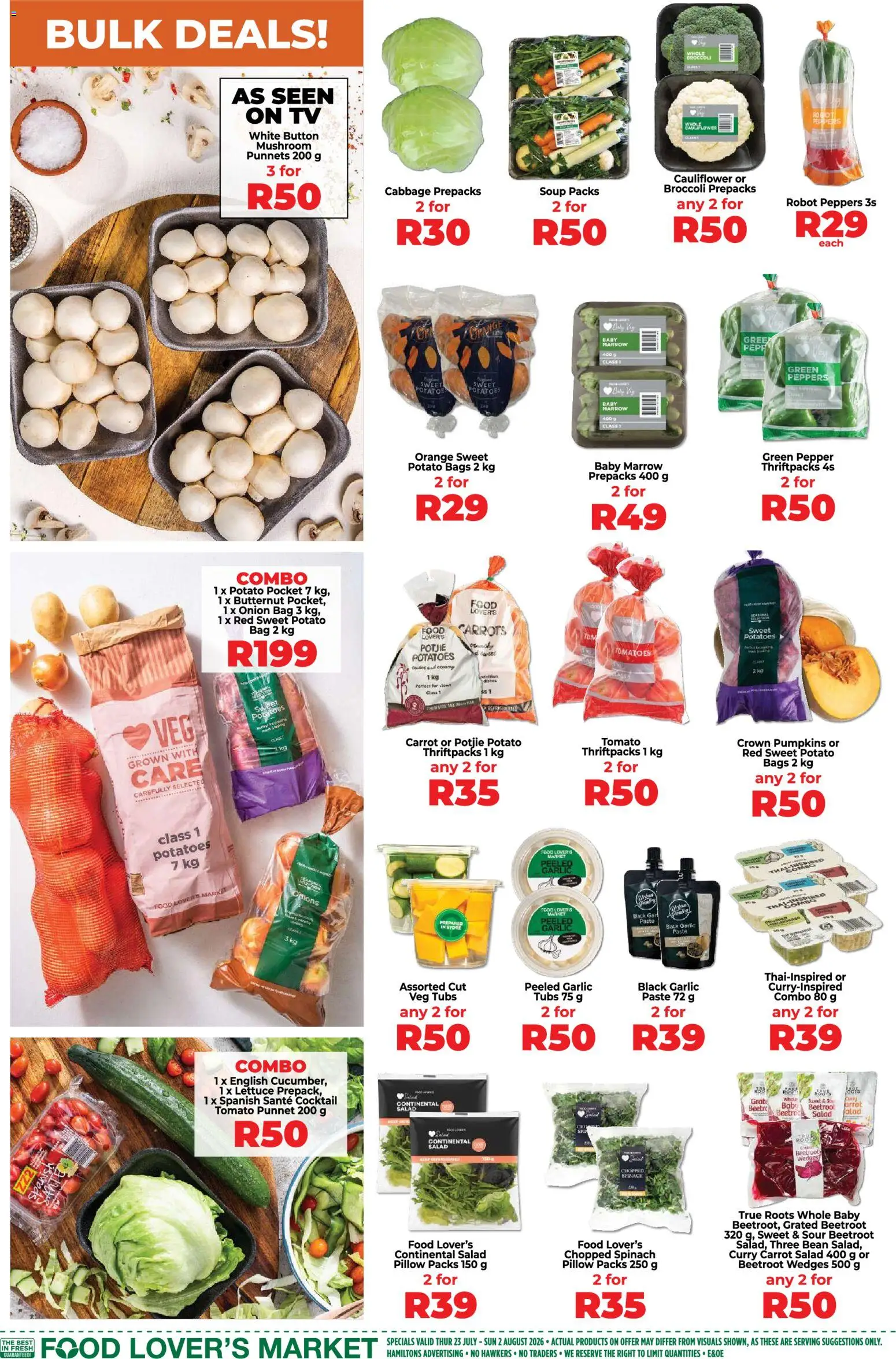 New Food Lover's Market catalogue – valid from 23/07/2026 | Page: 2 | Products: Bag, TV, Tomatoes, Pepper