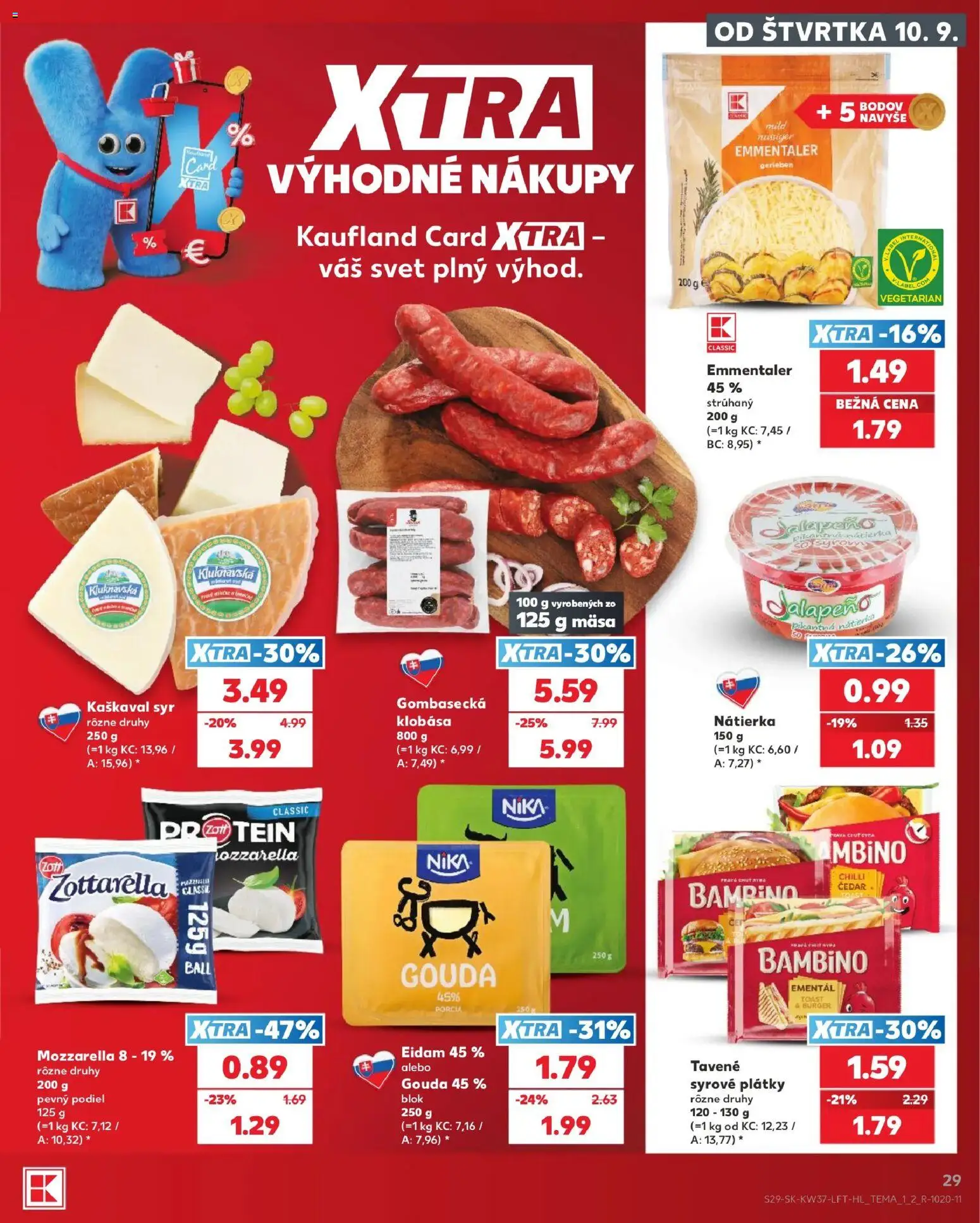 Nové Kaufland akcie – leták je platný od 10.09.2026 | Strana: 29 | Produkty: Syr, Eidam 45%, Gouda, Eidam