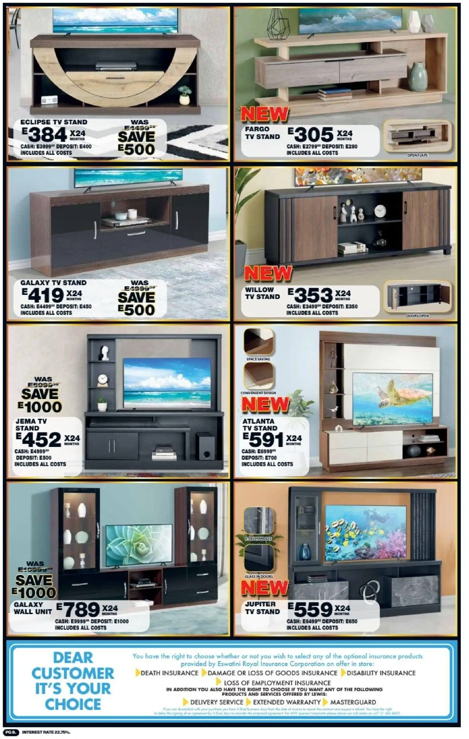 New Lewis Stores catalogue – valid from 10/08/2026 | Page: 8 | Products: Phone, TV, Wall unit