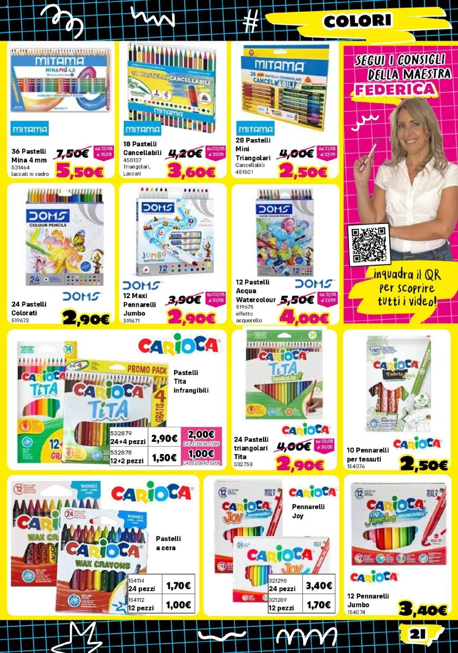 Volantino Orizzonte del 30/07/2026 | Pagina: 21 | Prodotti: Acqua, Video, Pennarelli, Pastelli