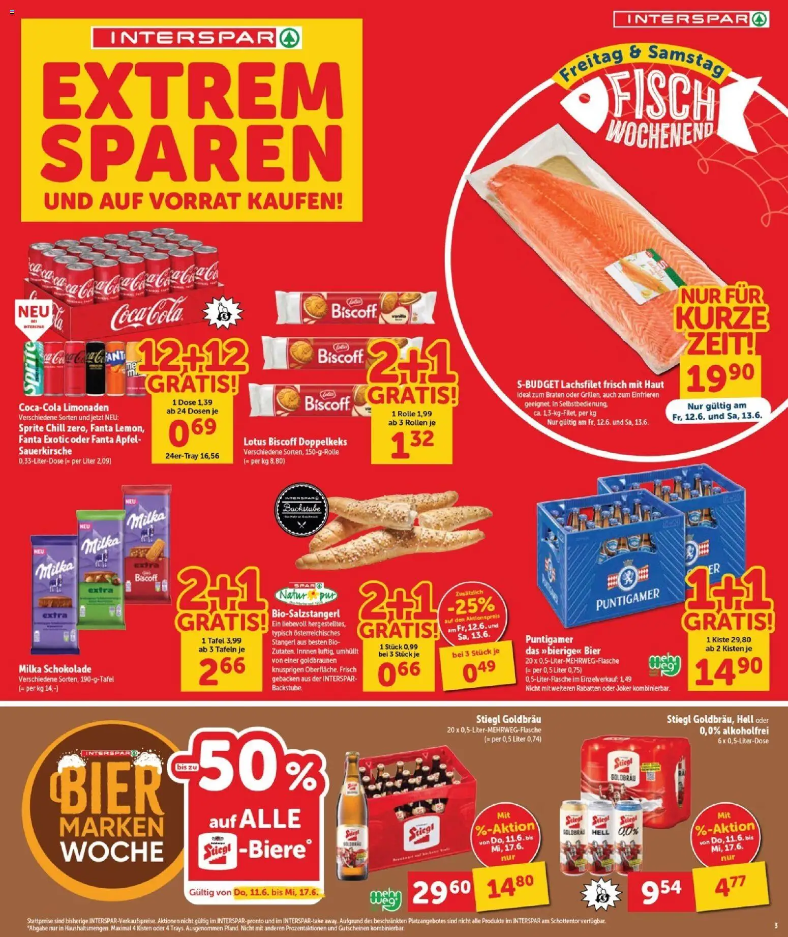 Interspar Flugblatt - Burgenland Sued gültig ab 11.06.2026 | Seite: 3 | Produkte: Schokolade, Bier, Äpfel, Fisch