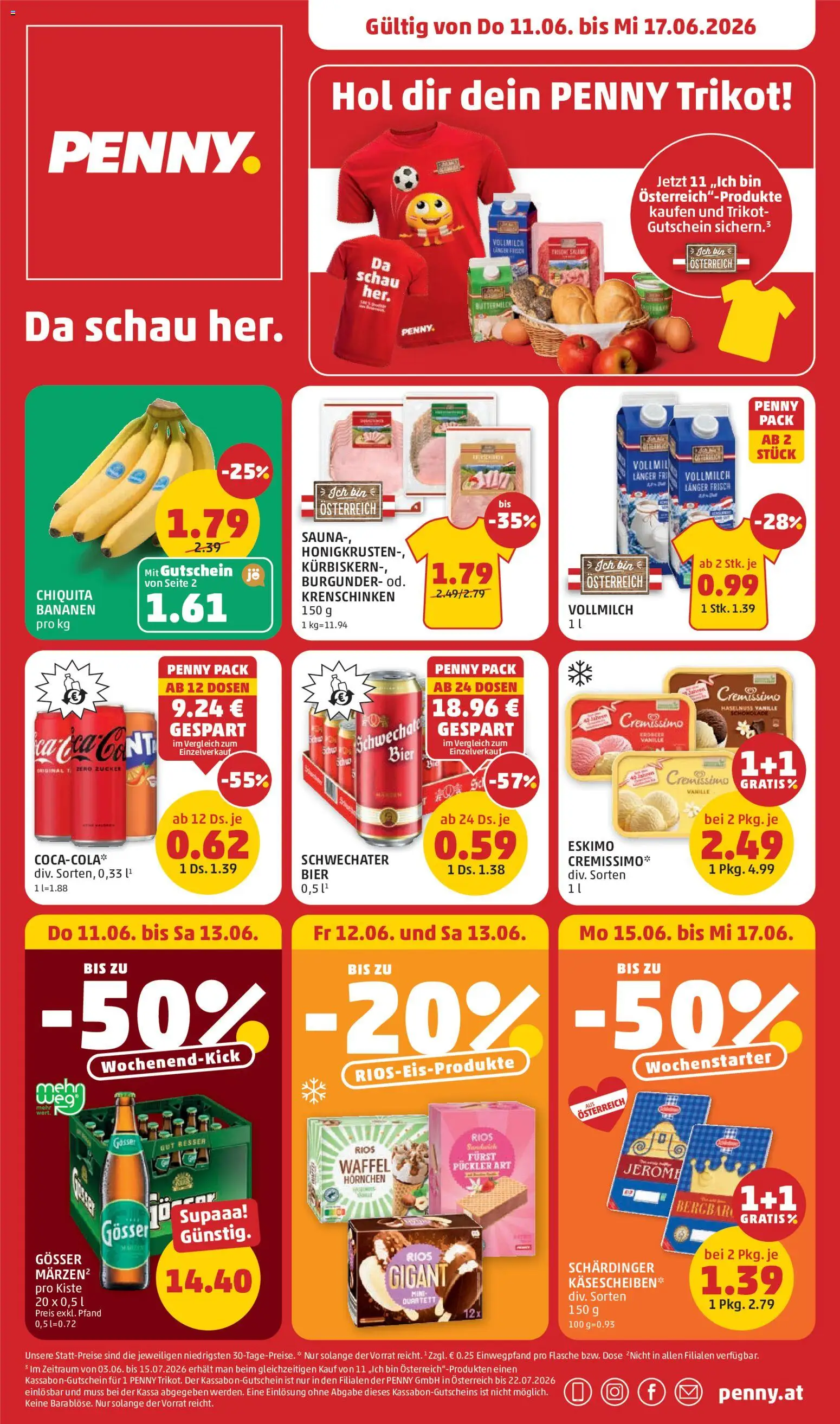Penny Markt - Flugblatt gültig ab 11.06.2026 | Seite: 1 | Produkte: Zucker, Schokolade, Bier, Bananen