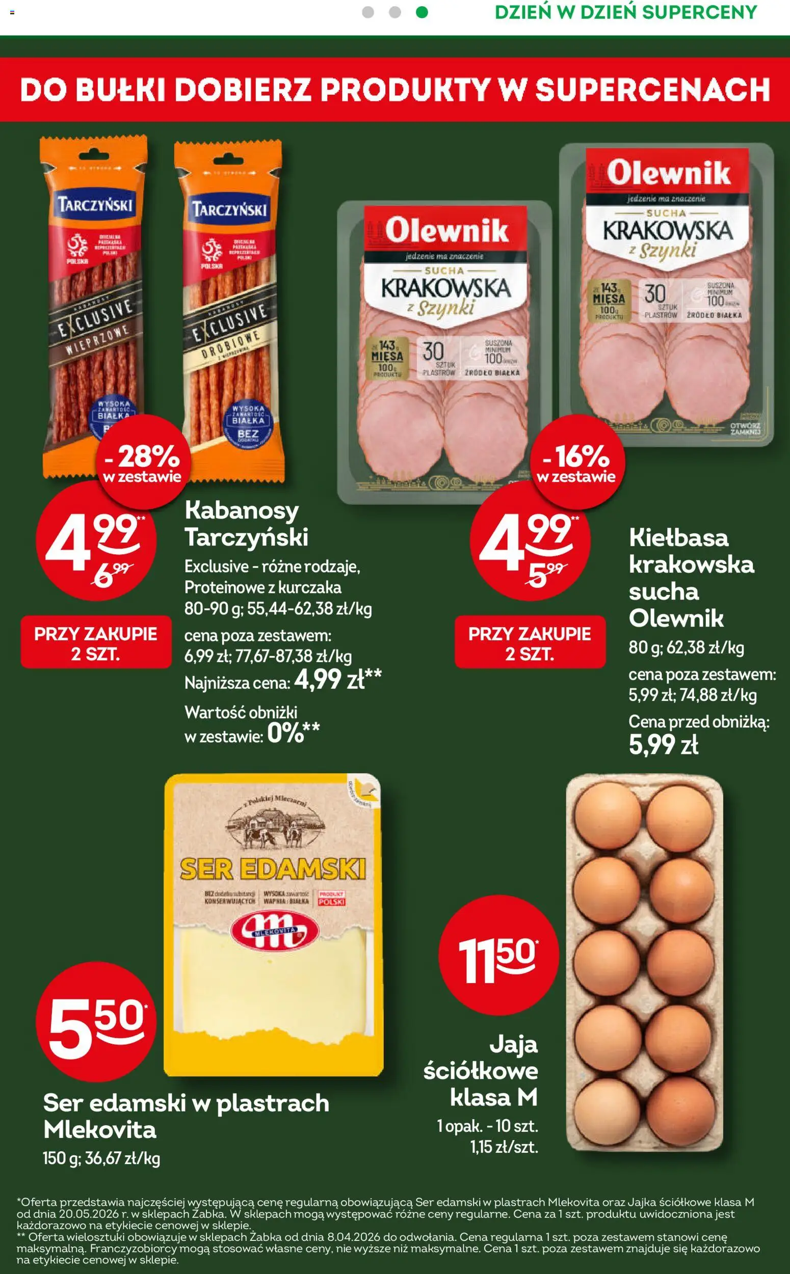 Żabka gazetka - Codzienne produkty od 03.06.2026 | Strona: 4 | Produkty: Kabanosy, Ser, Ser edamski, Jaja