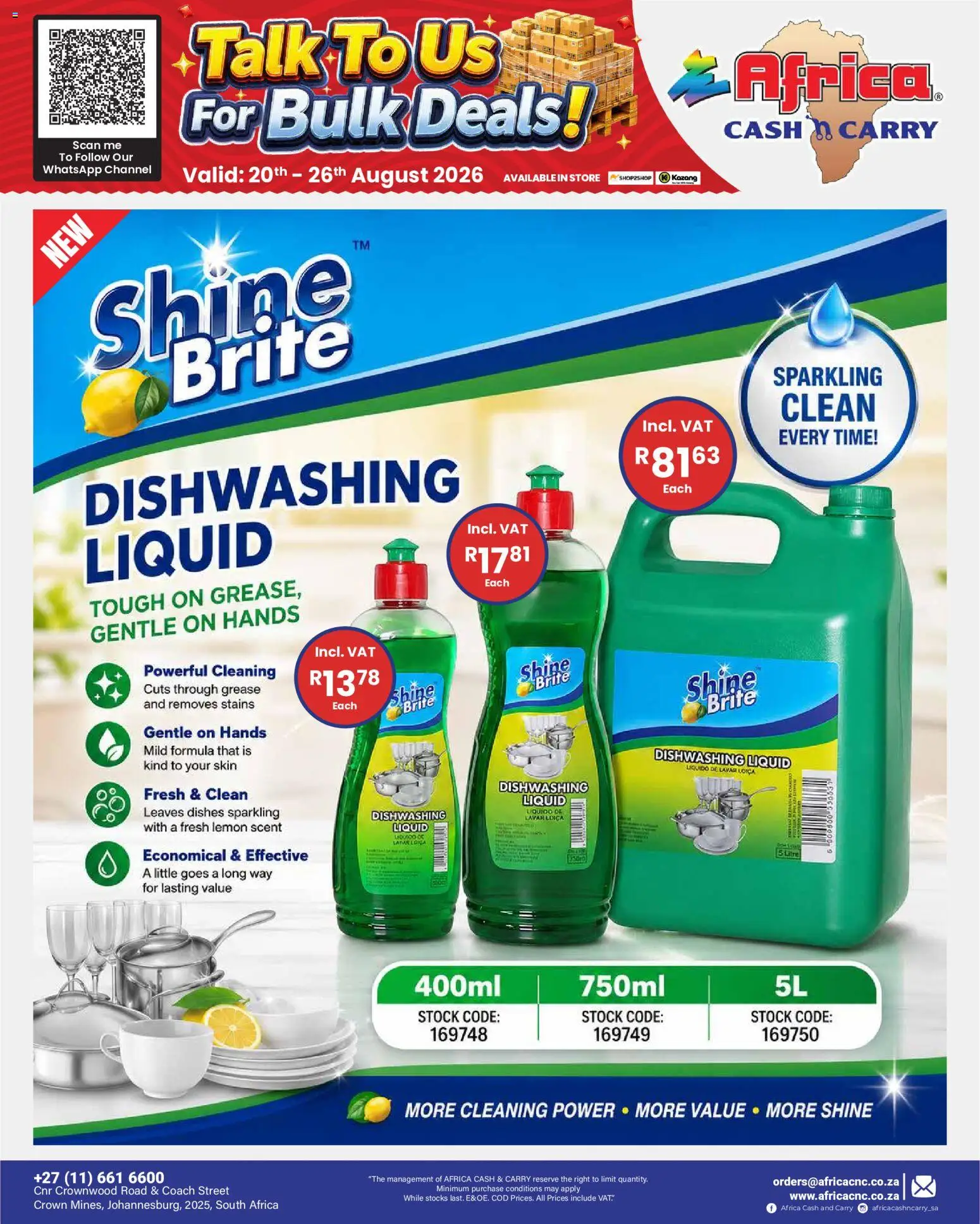 New Africa Cash & Carry catalogue – valid from 20/08/2026 | Page: 73 | Products: Stock, Lemon, Dishwashing liquid