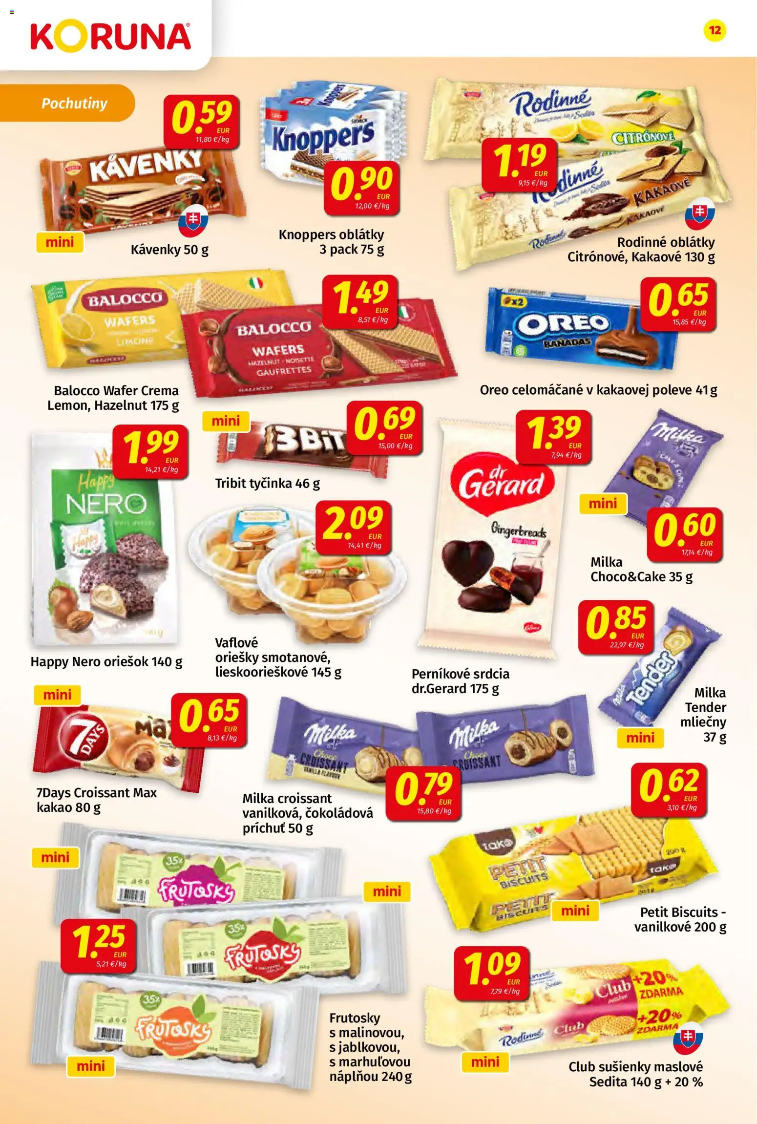 Nové Koruna akcie – leták je platný od 22.05.2026 | Strana: 12 | Produkty: Croissant, Milka, Kakao