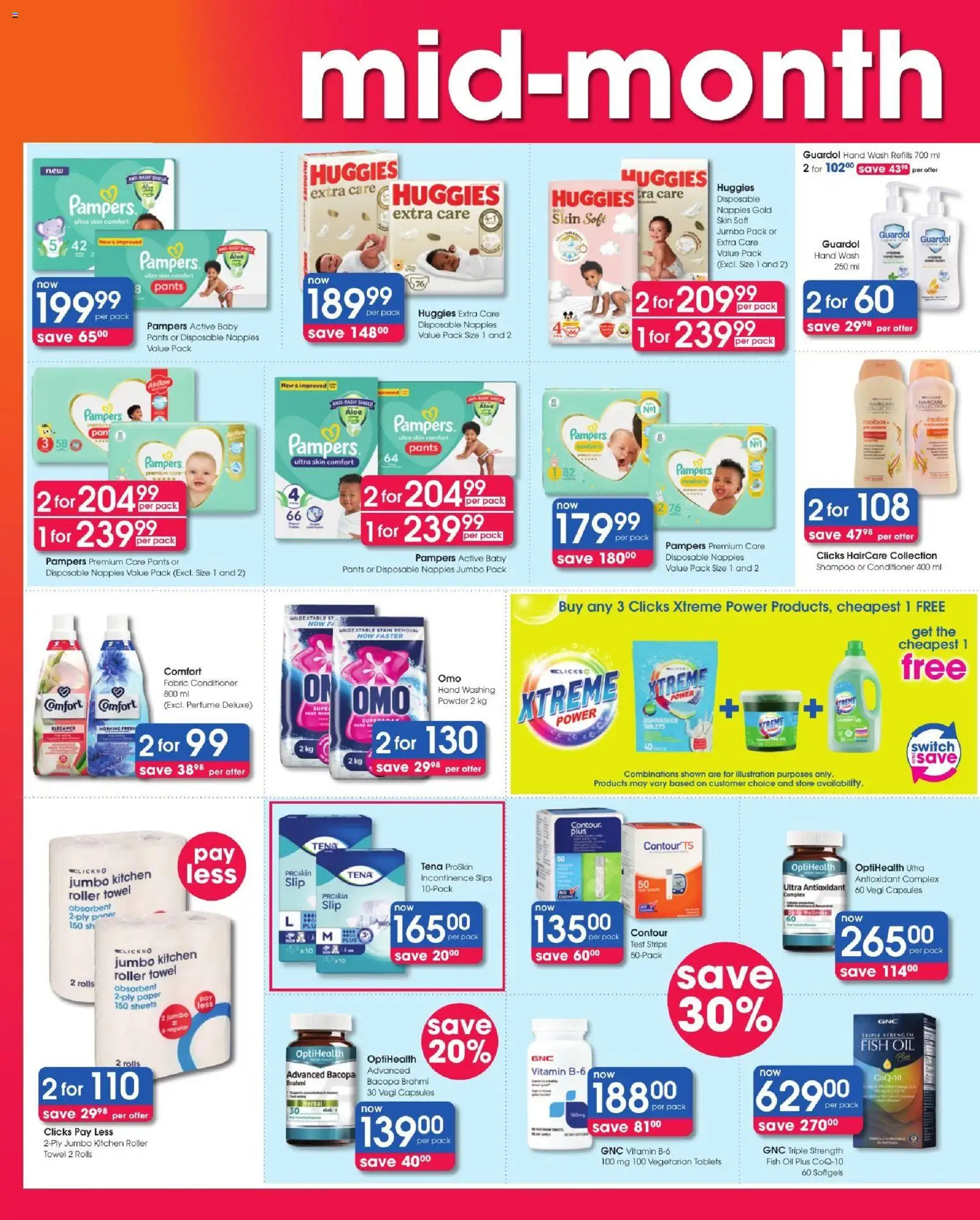 New Clicks catalogue – valid from 11/08/2026 | Page: 2 | Products: Towel, Switch, Nappies, Roller towel