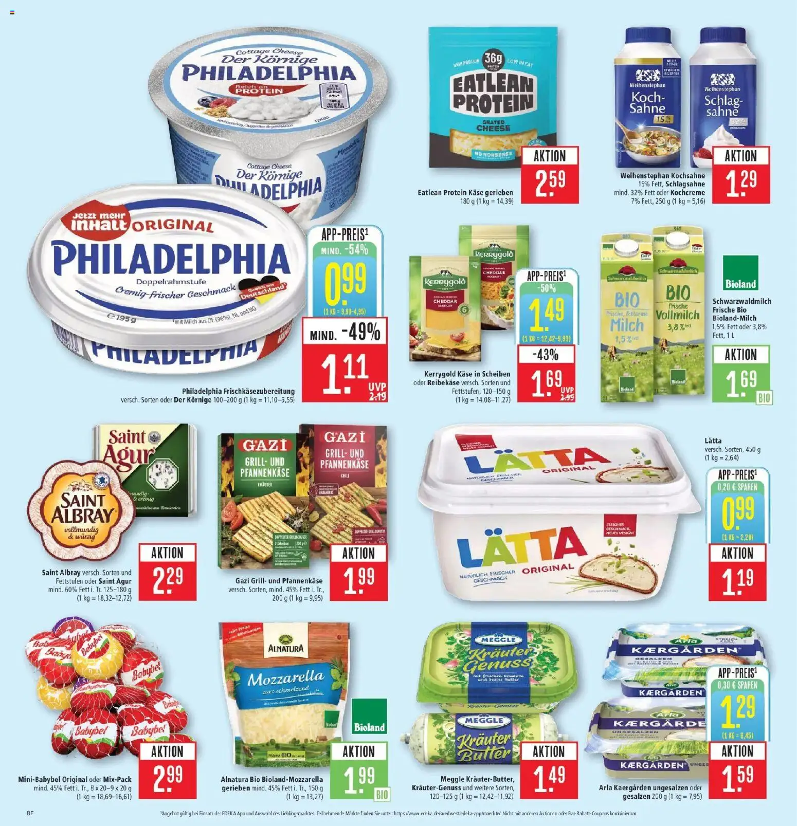 Marktkauf Prospekt Heidenheim (ab 10.08.2026) » Angebote online | Seite: 8 | Produkte: Schlagsahne, Philadelphia, Mozzarella, Sahne