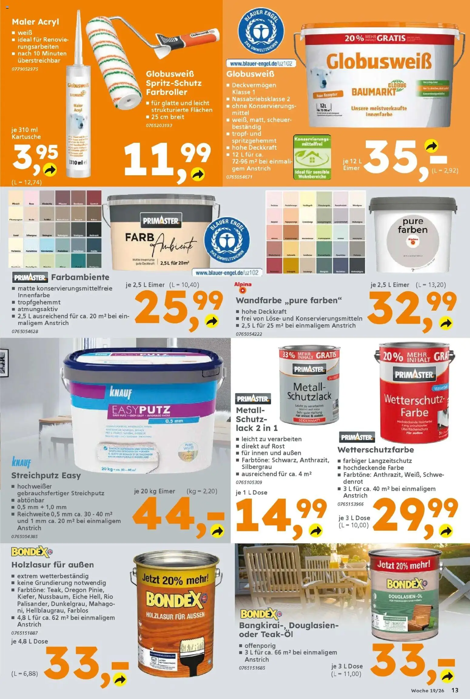 Globus Baumarkt Prospekt Simmern	 – gültig ab 04.05.2026 | Seite: 13 | Produkte: Wandfarbe