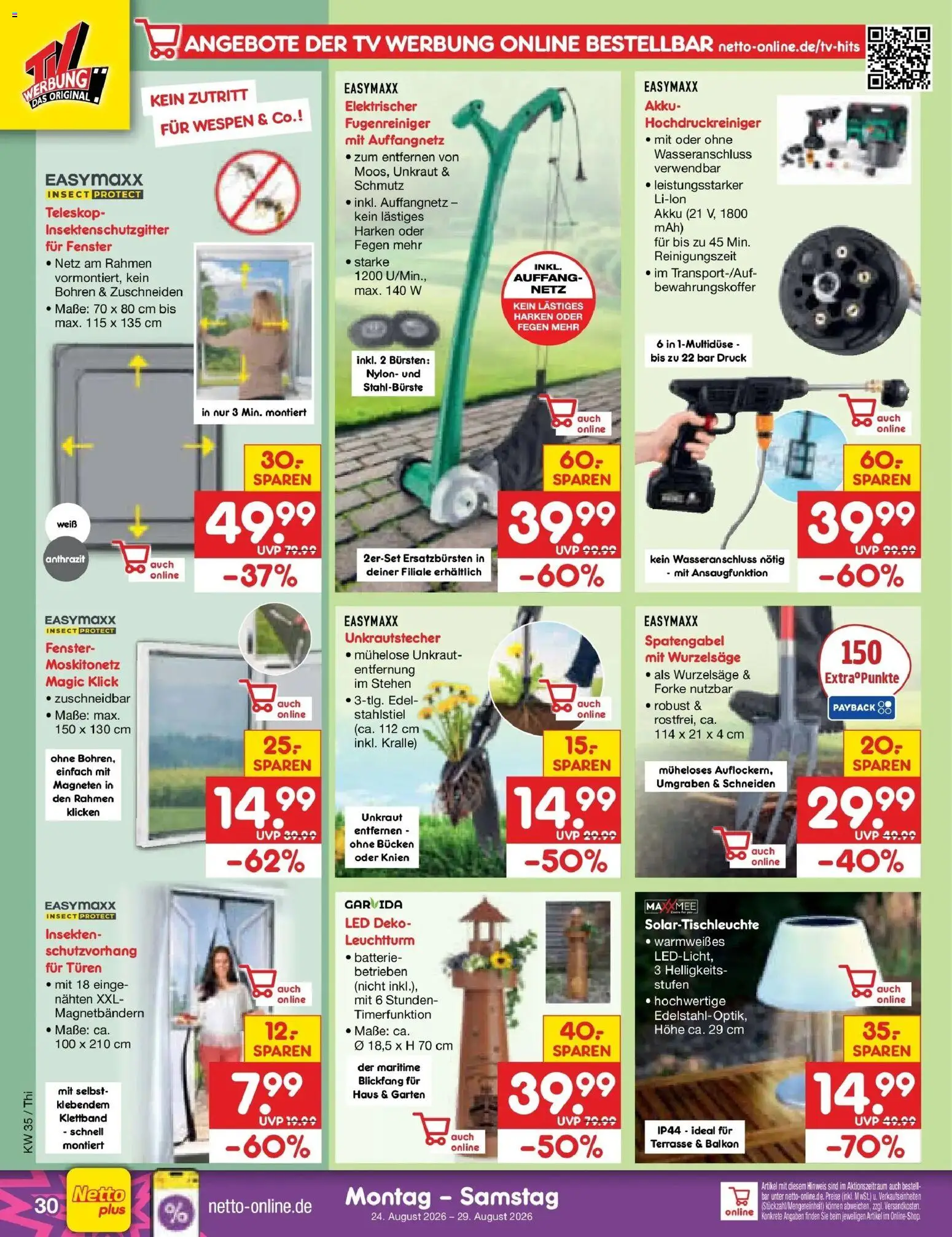 Netto Marken-Discount Prospekt Pirna (ab 24.08.2026) » Angebote | Seite: 44 | Produkte: Batterie, Hochdruckreiniger, TV