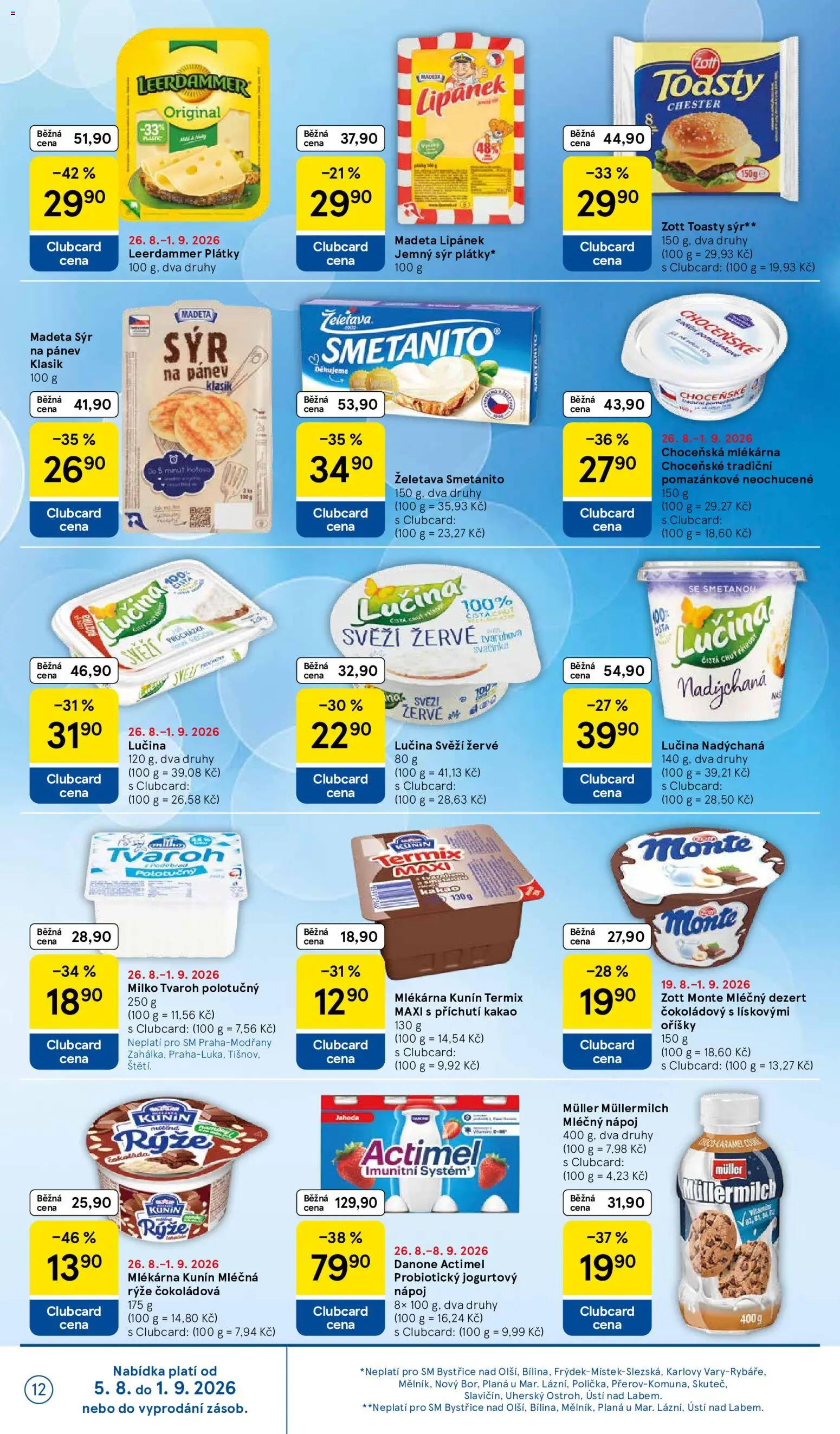 Tesco leták - Supermarket od 26.08.2026 | Strana: 12 | Produkty: Rýže, Tvaroh, Jogurtový nápoj, Dezert