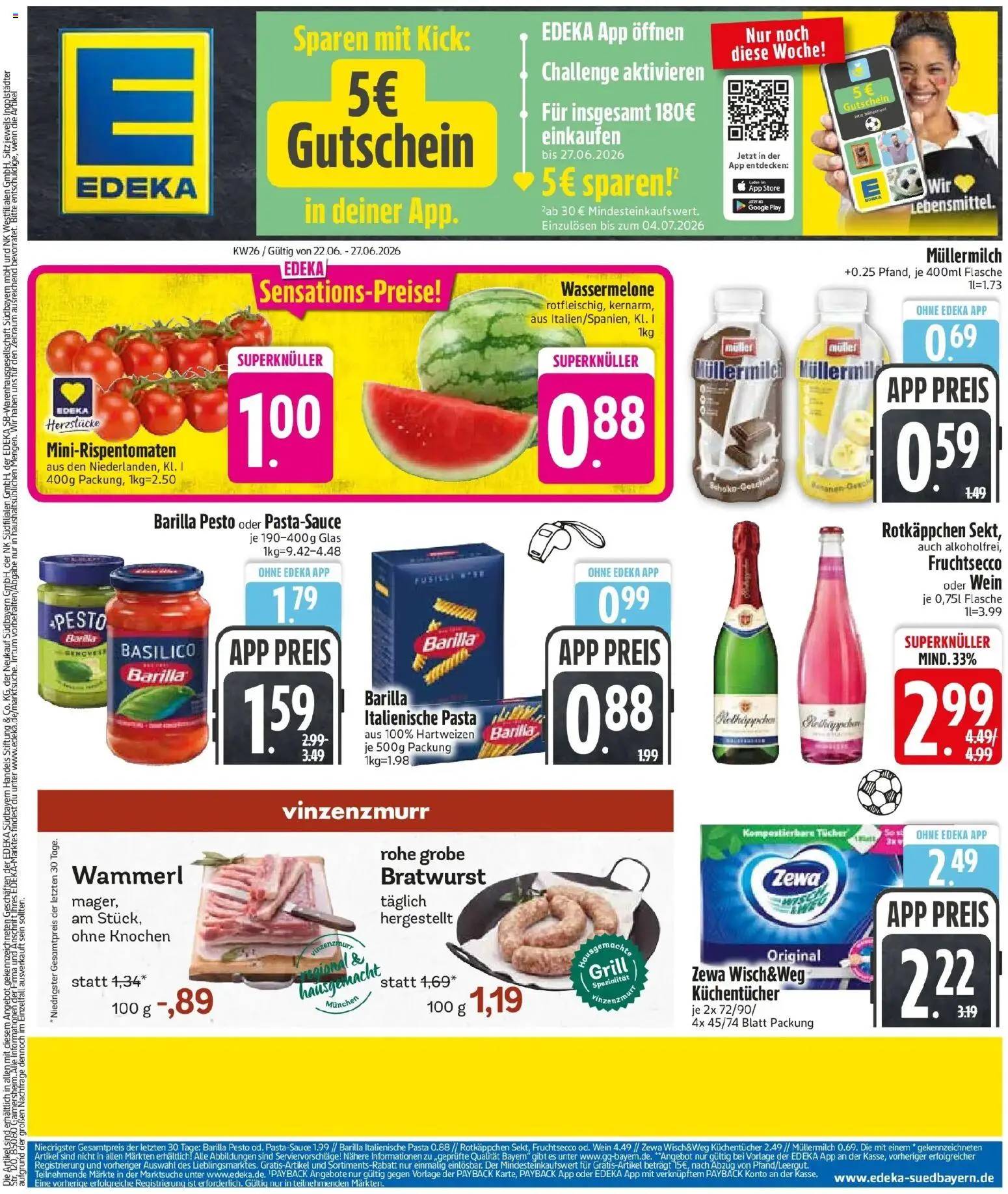 Edeka prospekt Putzbrunn – gültig ab 21.06.2026 | Seite: 3 | Produkte: Barilla, Bratwurst, Zewa, Wassermelone