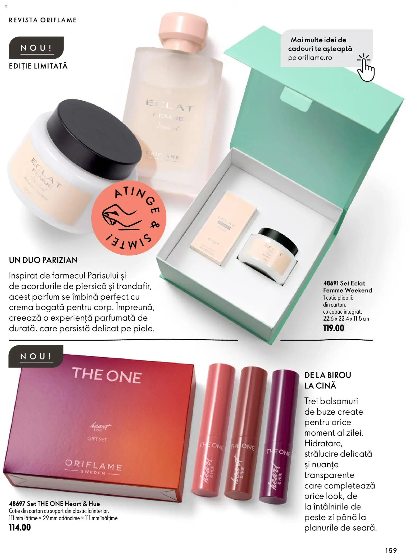 Noul catalog Oriflame – valabil de la 30.09.2026 | Pagină: 159 | Produse: Piersică, Cutie, Cremă, Pește