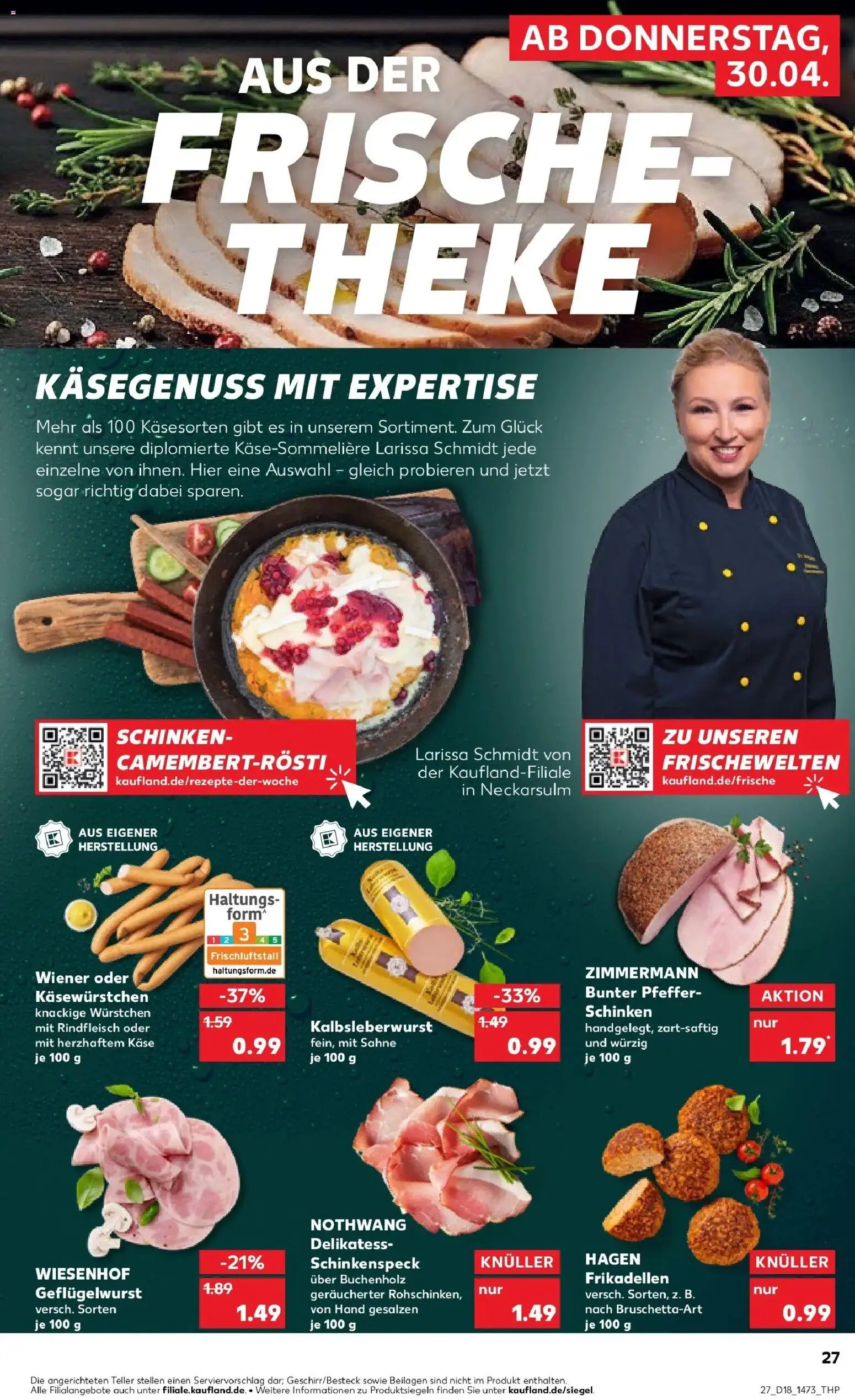 Prospekt Kaufland ab 30.04.2026 » Angebote Online zum Blättern | Seite: 27 | Produkte: Käse, Theke, Pfeffer, Schinken