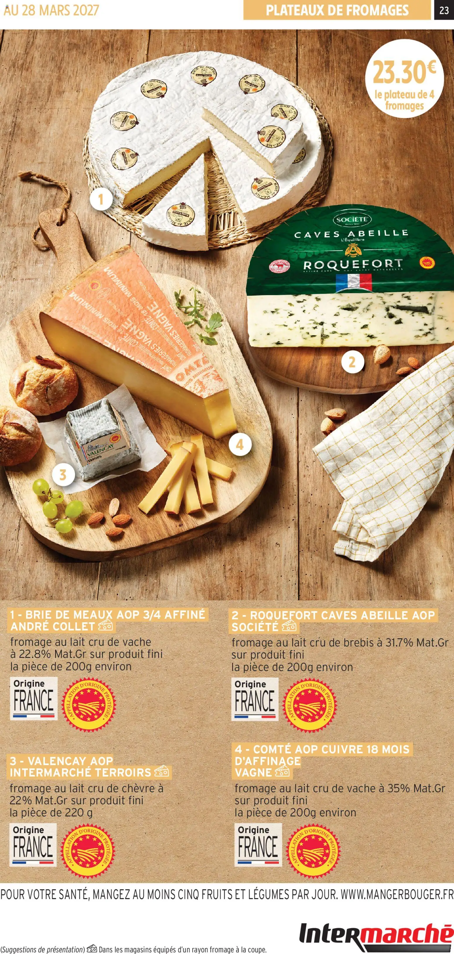 {H1} | Page: 23 | Produits: Brie de meaux aop, Comté aop, Fromage, Brie