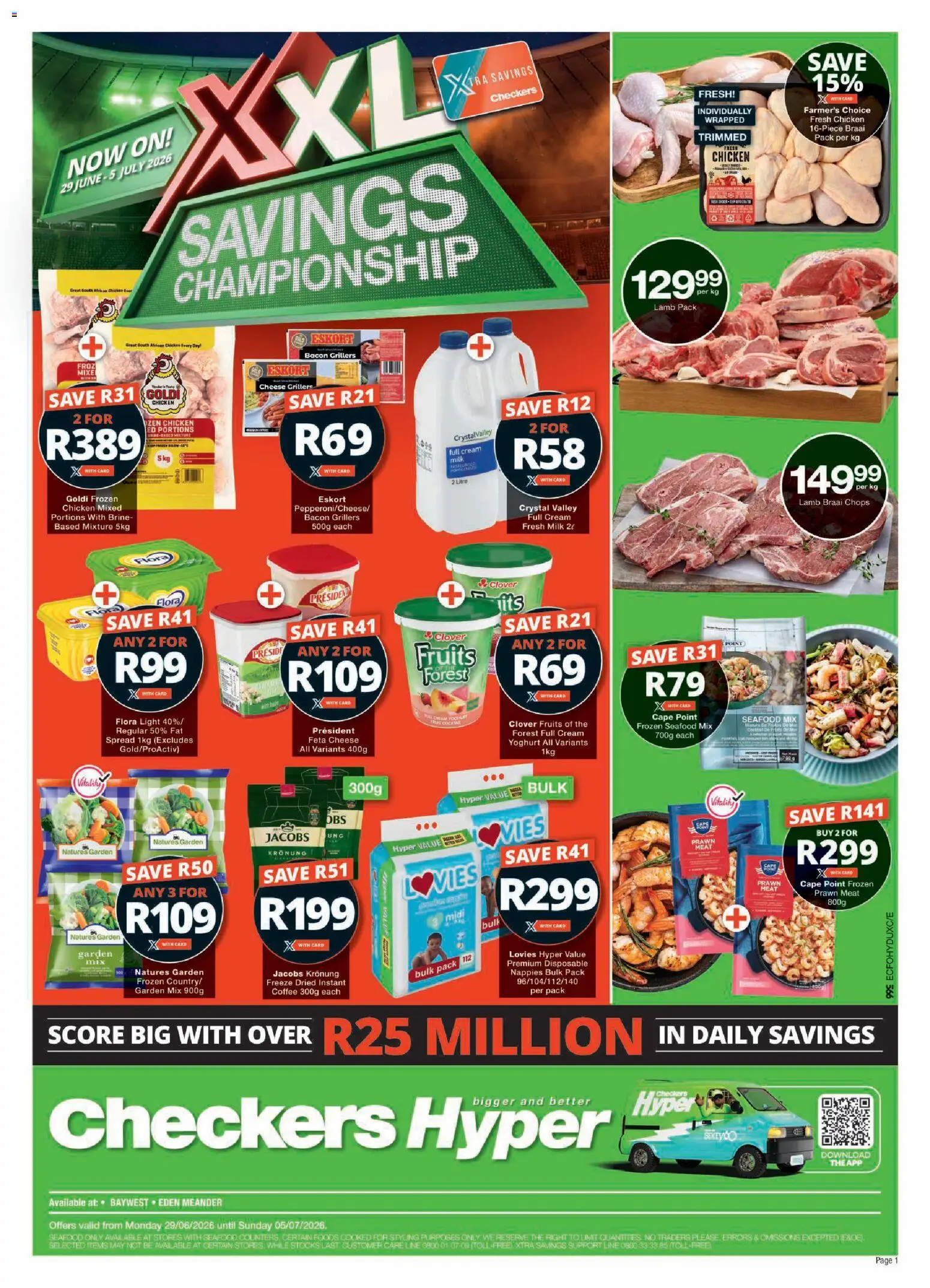 New Checkers catalogue – valid from 29/06/2026 | Page: 1 | Products: Milk, Light, Chicken, Cream