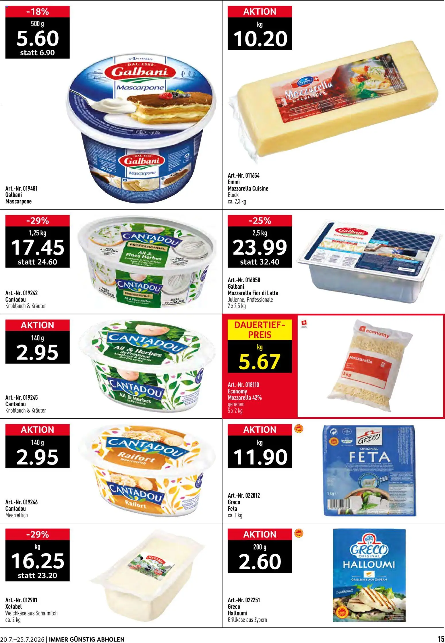 Prodega aktionen – gültig ab 20.07.2026 | Seite: 15 | Produkte: Feta, Mascarpone, Knoblauch