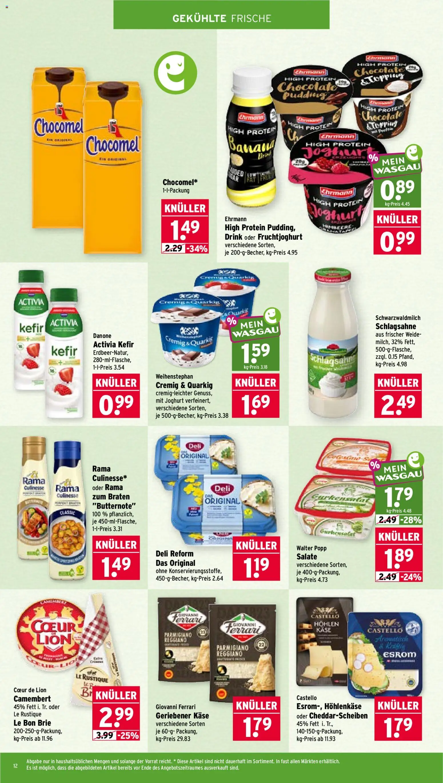 Wasgau Prospekt – gültig ab 28.09.2026 | Seite: 12 | Produkte: Joghurt, Camembert, Himbeere, Deli reform