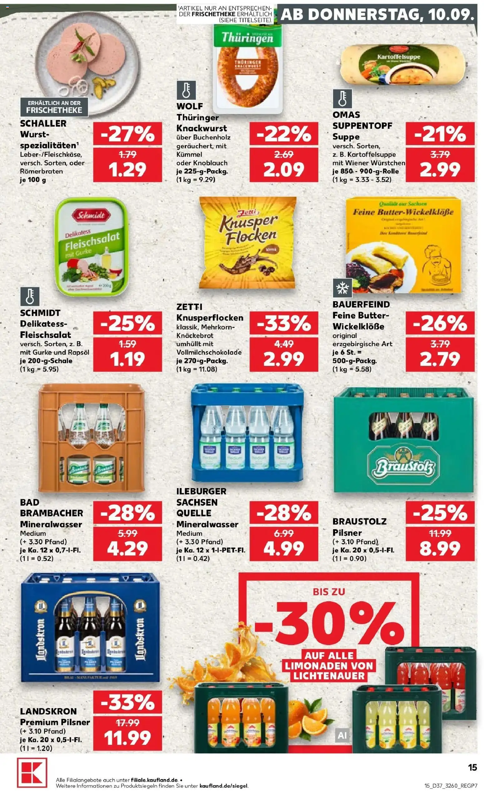 Kaufland Prospekt Meerane – gültig ab 07.09.2026 | Seite: 24 | Produkte: Rapsöl, Mineralwasser, Wurst, Flocken