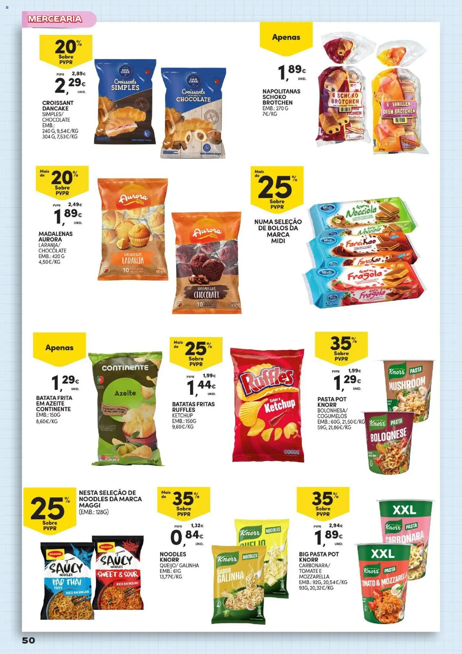 Continente - Açores Regresso às Aulas │ válido de 25/08/2026 | Página: 50 | Produtos: Batata, Azeite, Knorr, Cogumelos